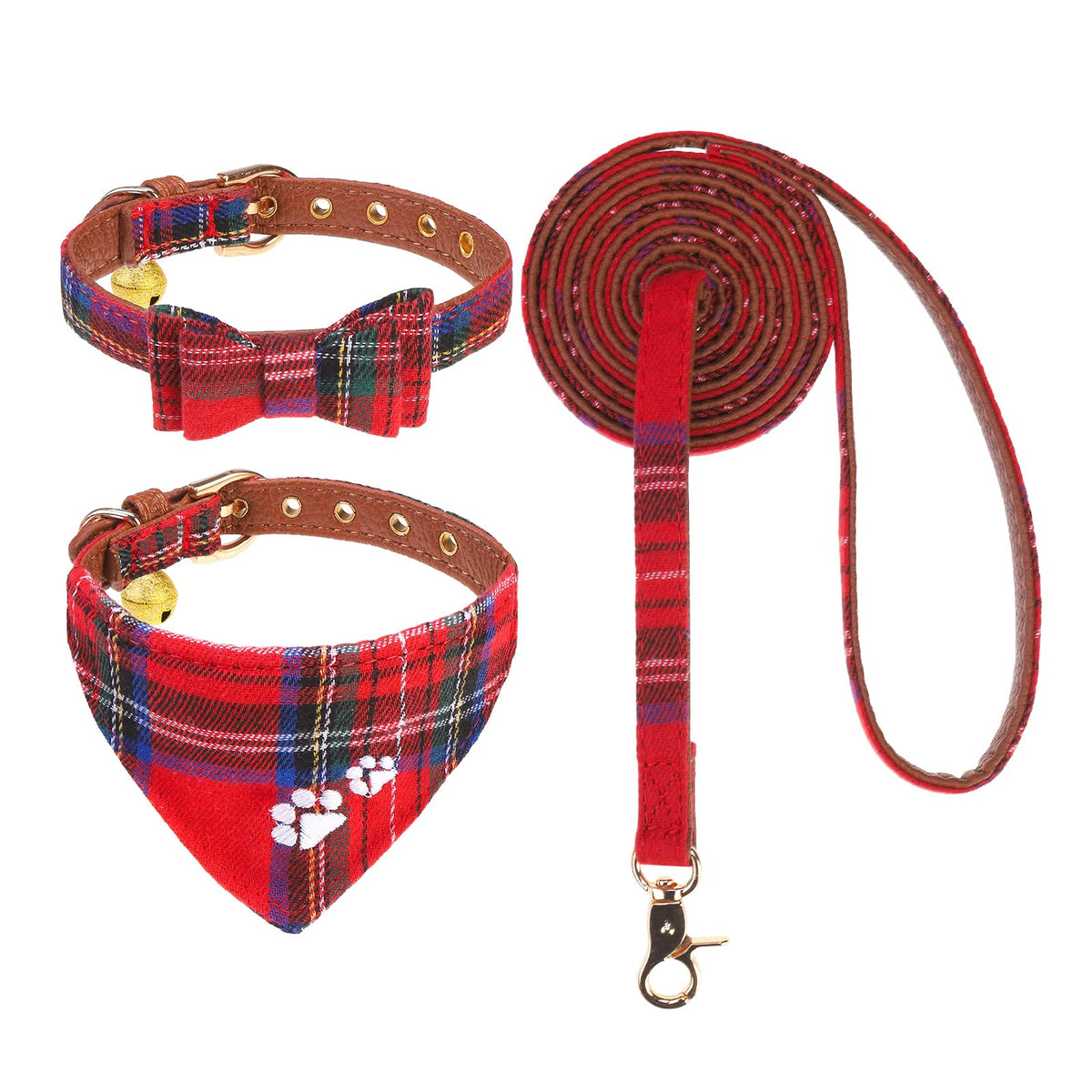 EXPAWLORER collar navidad huellas bordadas para paseos festivos seguros y elegantes