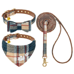 EXPAWLORER collar perro cuadros con lazo, cómodo para paseos diarios.