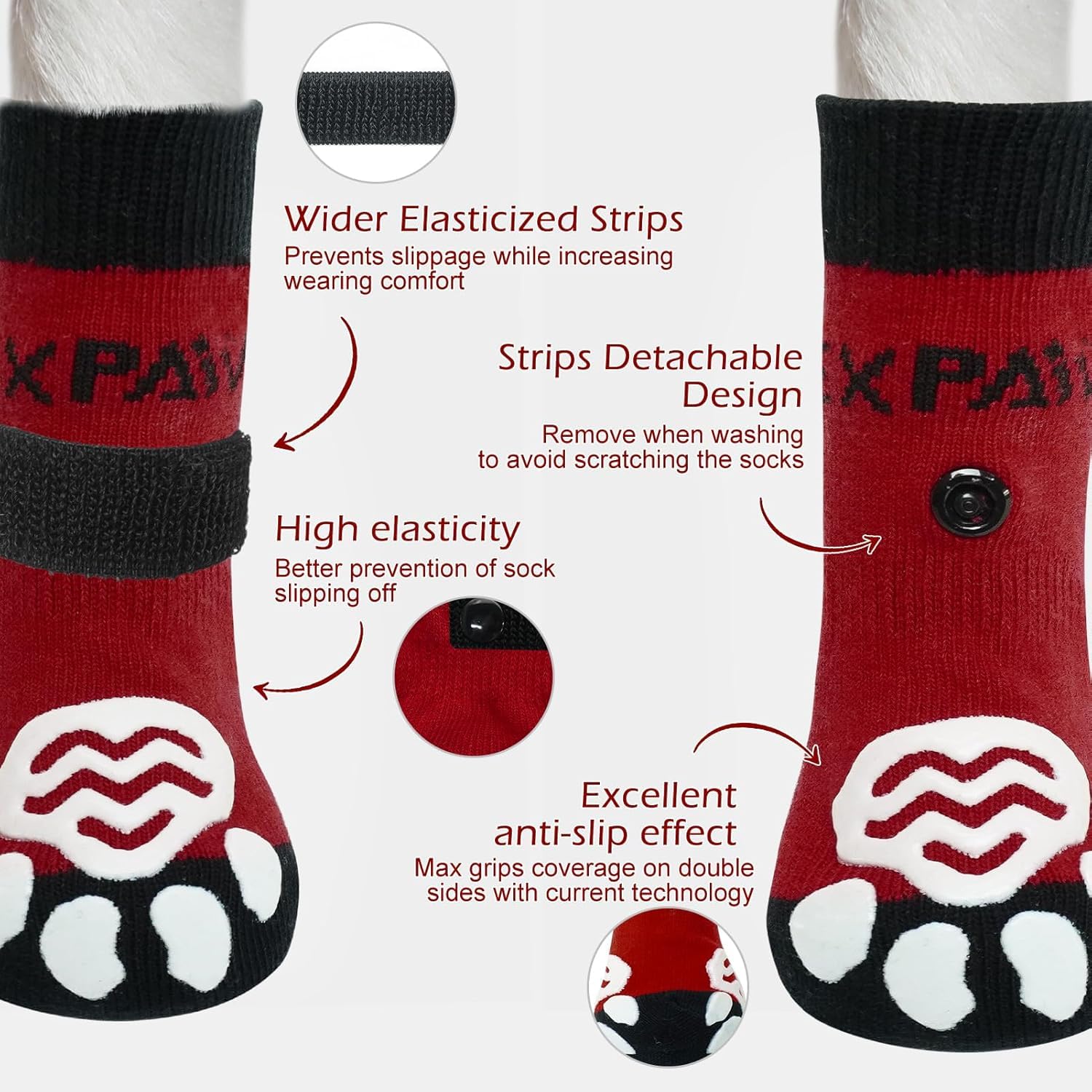 EXPAWLORER calcetines con doble agarre antideslizante para mayor tracción.