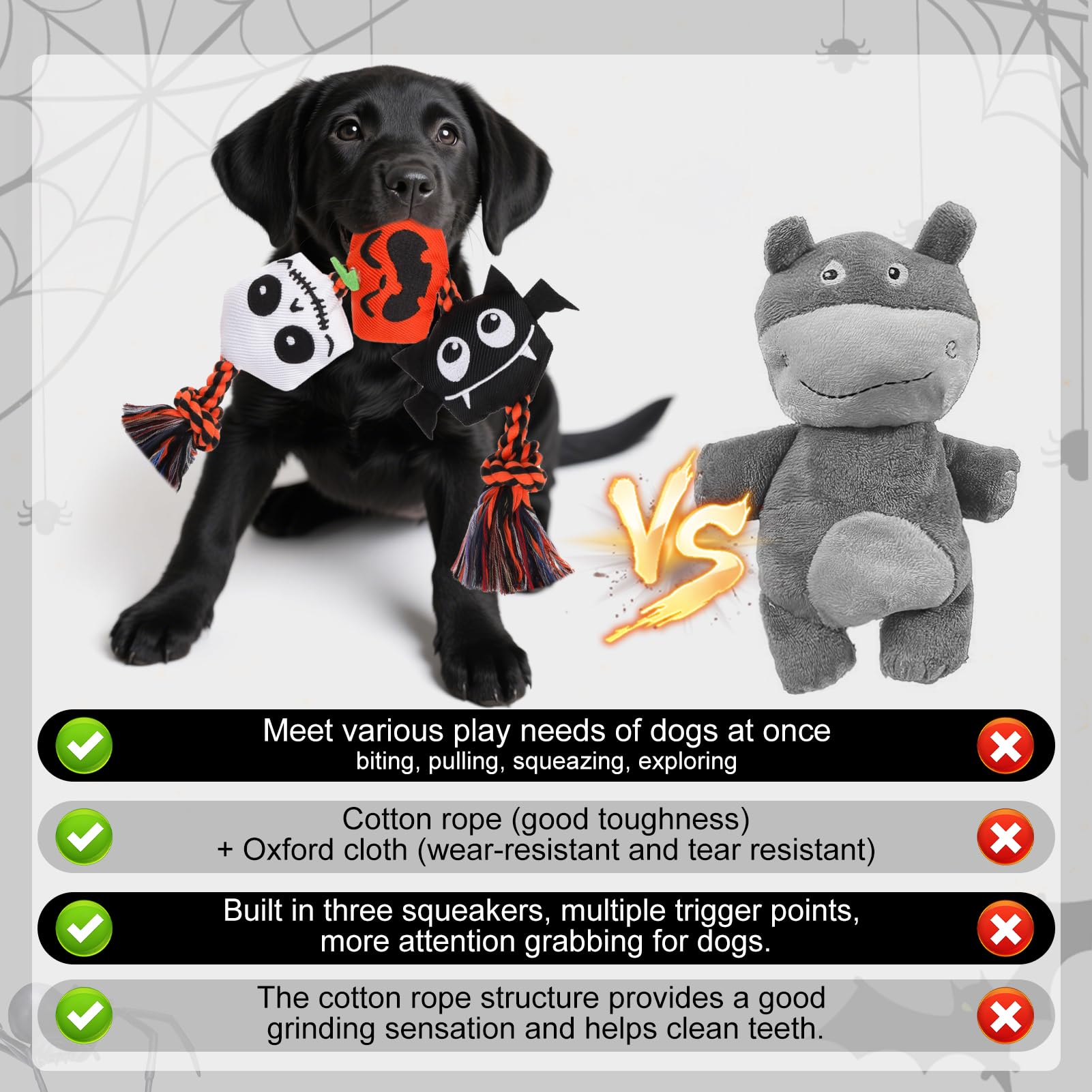 EXPAWLORER Juguete Halloween colores brillantes para perros en fiesta.
