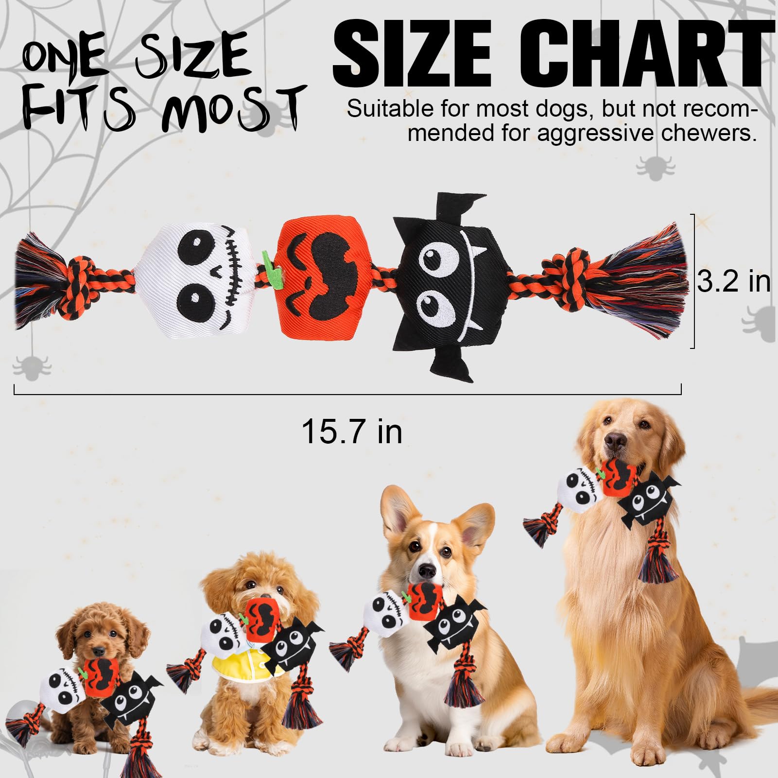 EXPAWLORER Juguete con calabaza para perros, colores festivos para estimular juego.