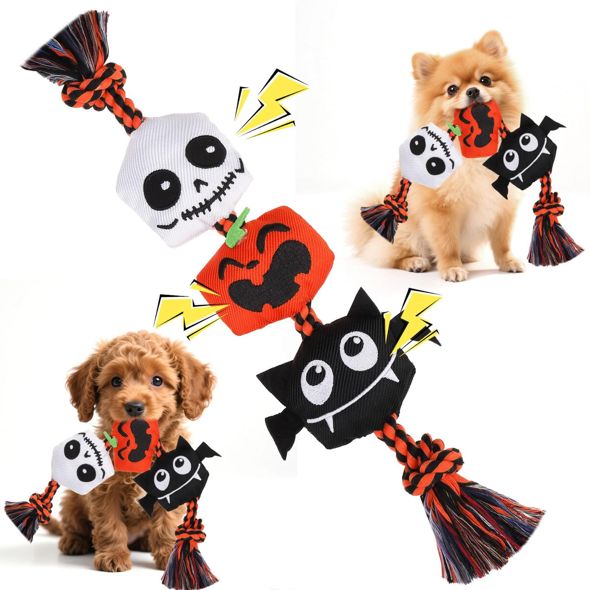 EXPAWLORER Juguete con calavera para perros, fomenta juego interactivo y social.