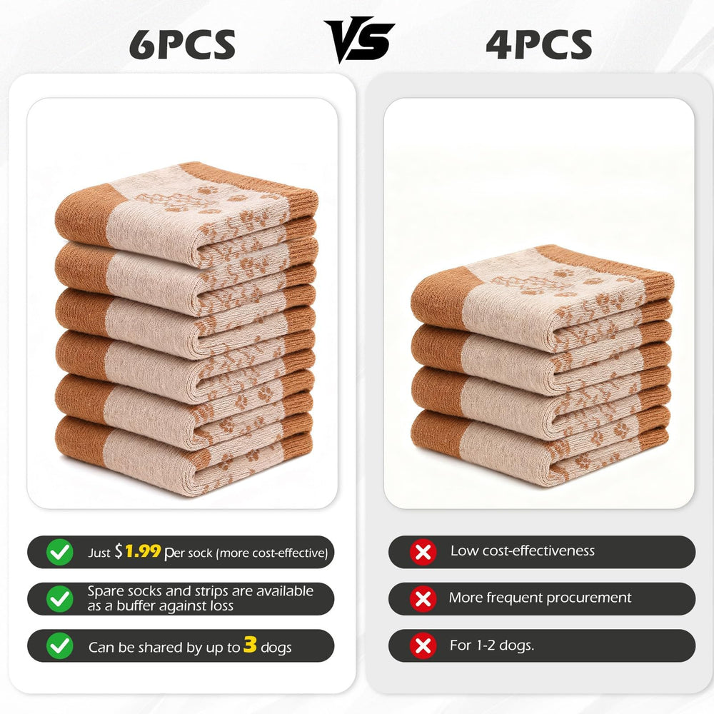 EXPAWLORER pack de 6 calcetines con correas desmontables para ajuste flexible.