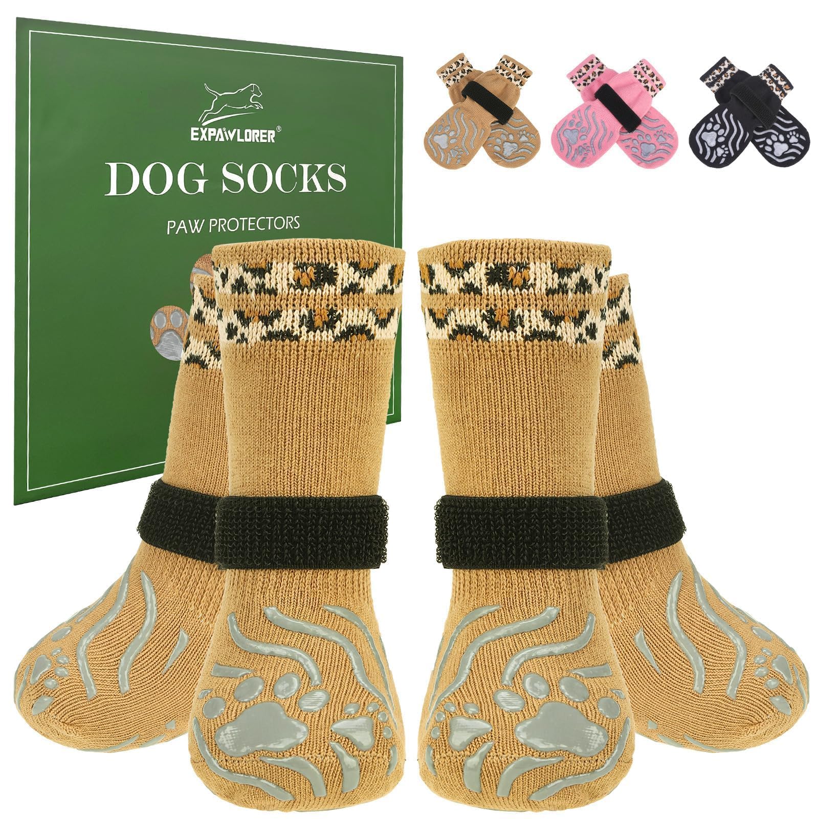 EXPAWLORER calcetines para patas en nieve, antideslizantes para suelos
