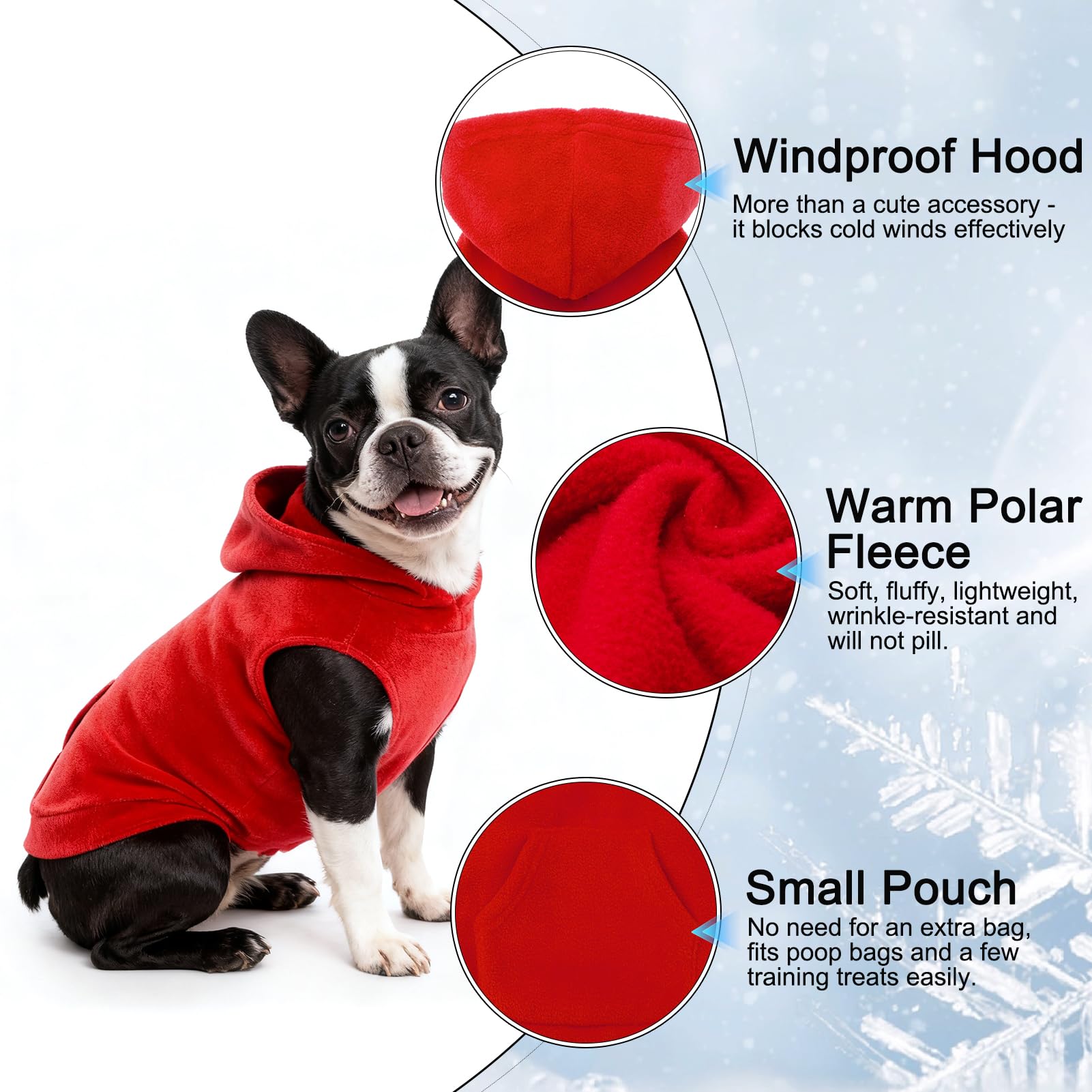 EXPAWLORER chaleco sin mangas con capucha polar, ideal para inviernos de perros pequeños.
