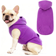 EXPAWLORER chaleco-sudadera capucha polar morado para perros, mantiene calor en paseos.