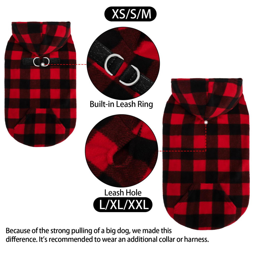 EXPAWLORER sudadera con capucha y agujero para correa en talla grande, paseo fácil.