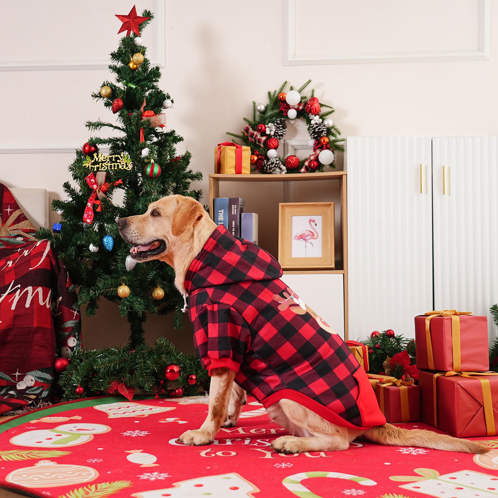 EXPAWLORER Plaid Dog Hoodie colores Navidad: toque festivo para la temporada.
