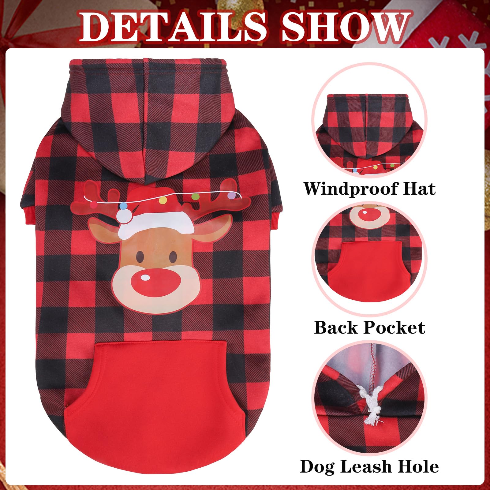 EXPAWLORER Plaid Dog Hoodie hueco para correa: comodidad en salidas.