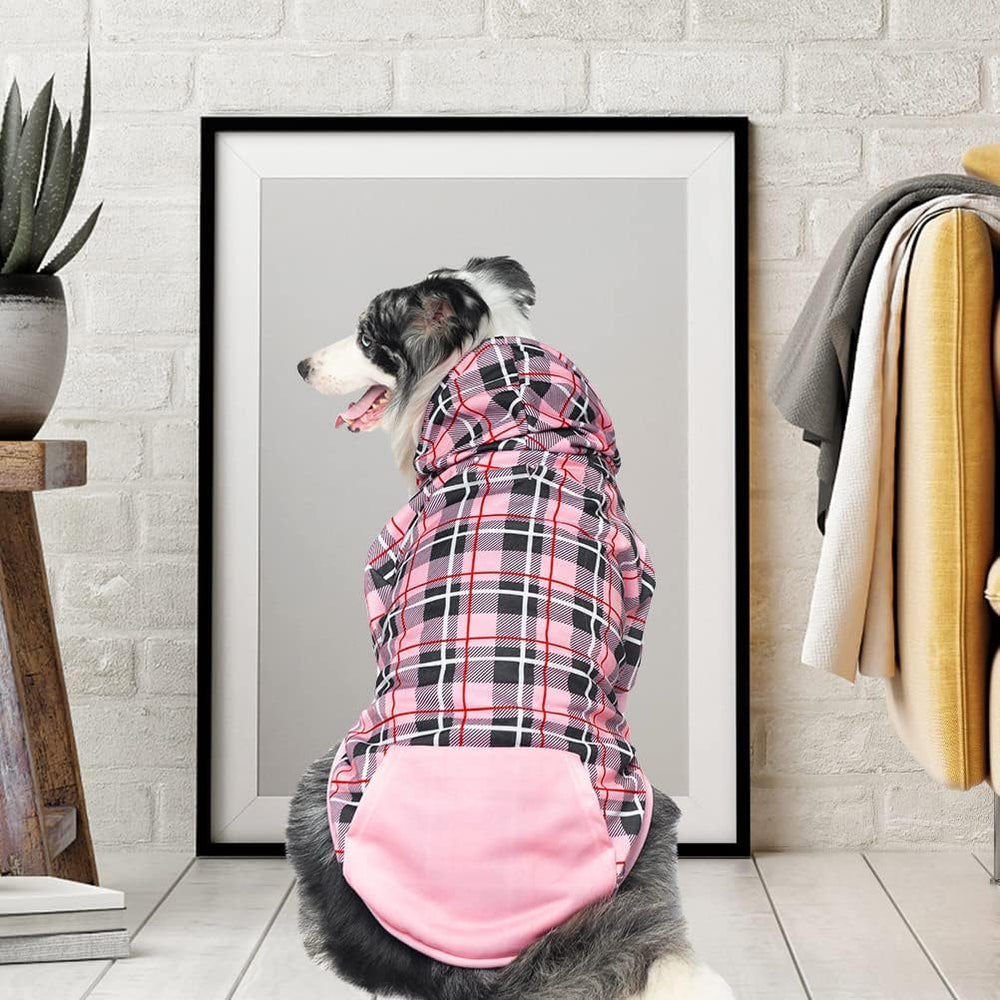 EXPAWLORER Plaid Dog Hoodie, variedad de tallas rosa, ajuste para todas las razas.