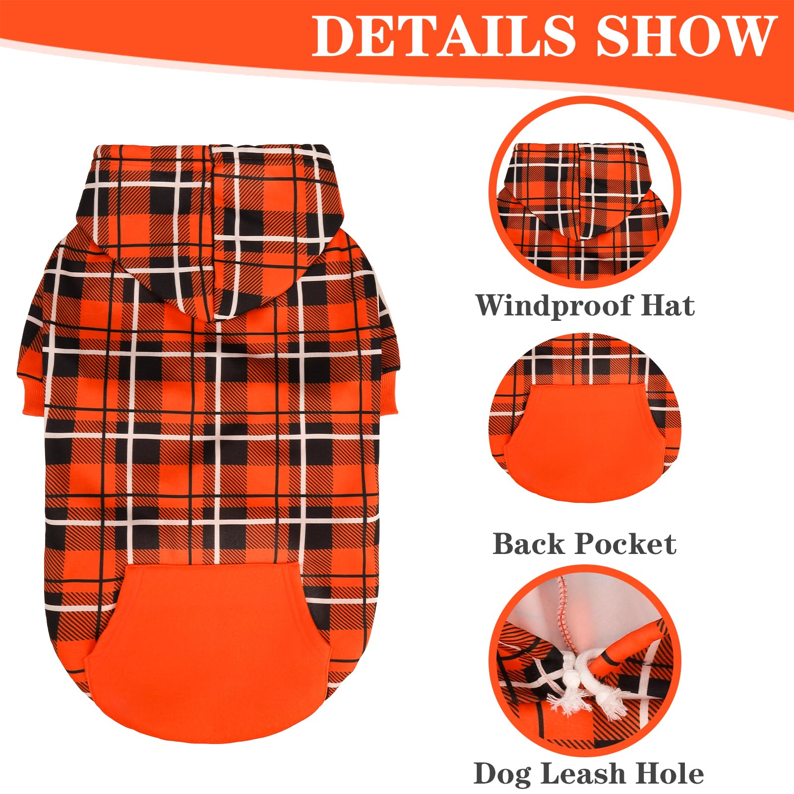 EXPAWLORER plaid hoodie tejido suave que mantiene caliente a tu mascota.