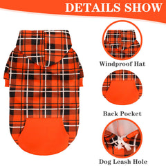 EXPAWLORER plaid hoodie tejido suave que mantiene caliente a tu mascota.