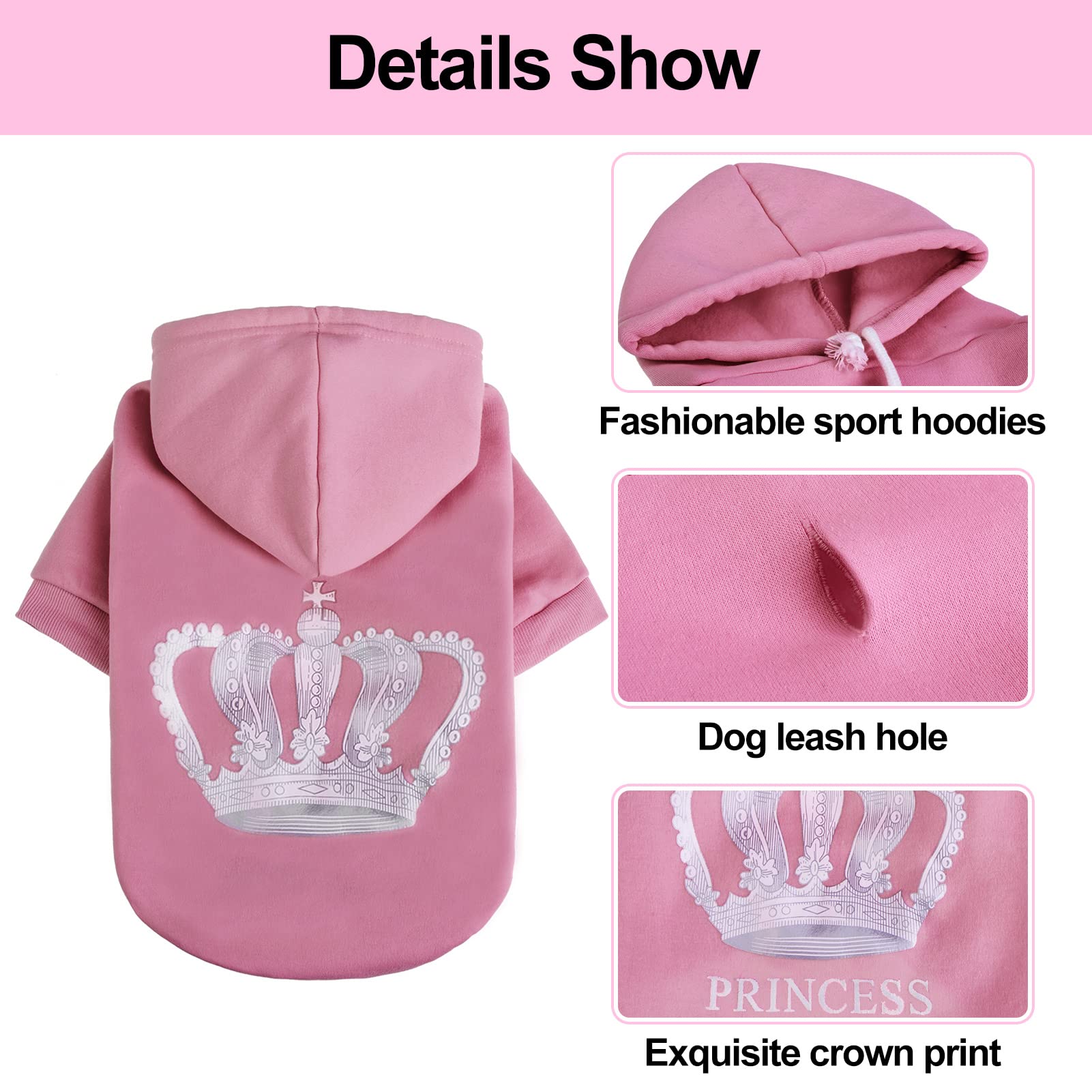 EXPAWLORER Princesa Sudadera para Perros y Gatos: agujero para correa en la espalda para paseos seguros.