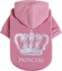EXPAWLORER Princesa sudadera para perro, vista frontal, comodidad cálida.