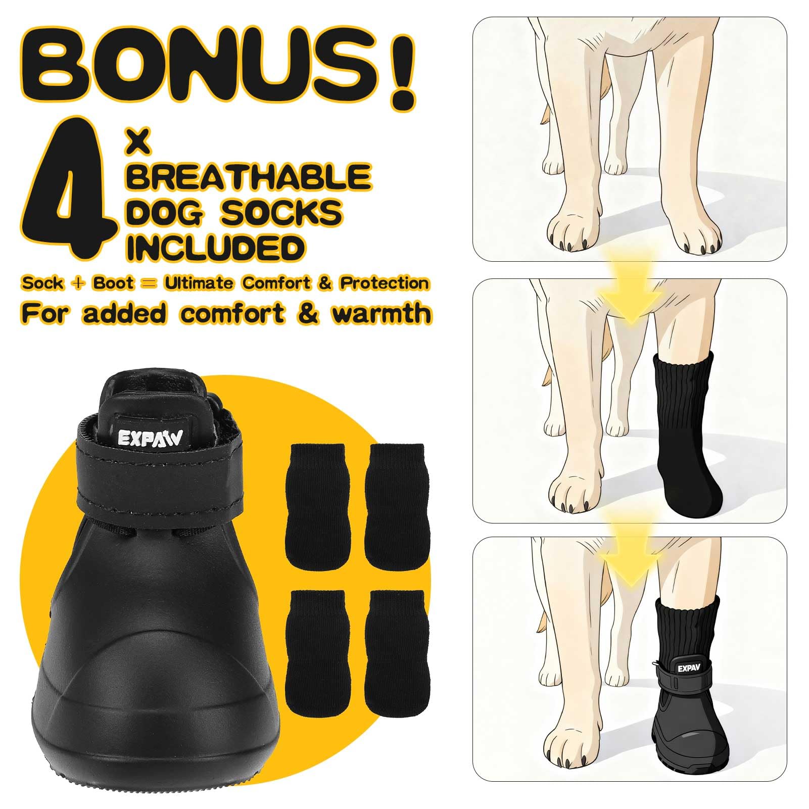 EXPAWLORER zapatillas para perros, ajuste fácil para ponérselas