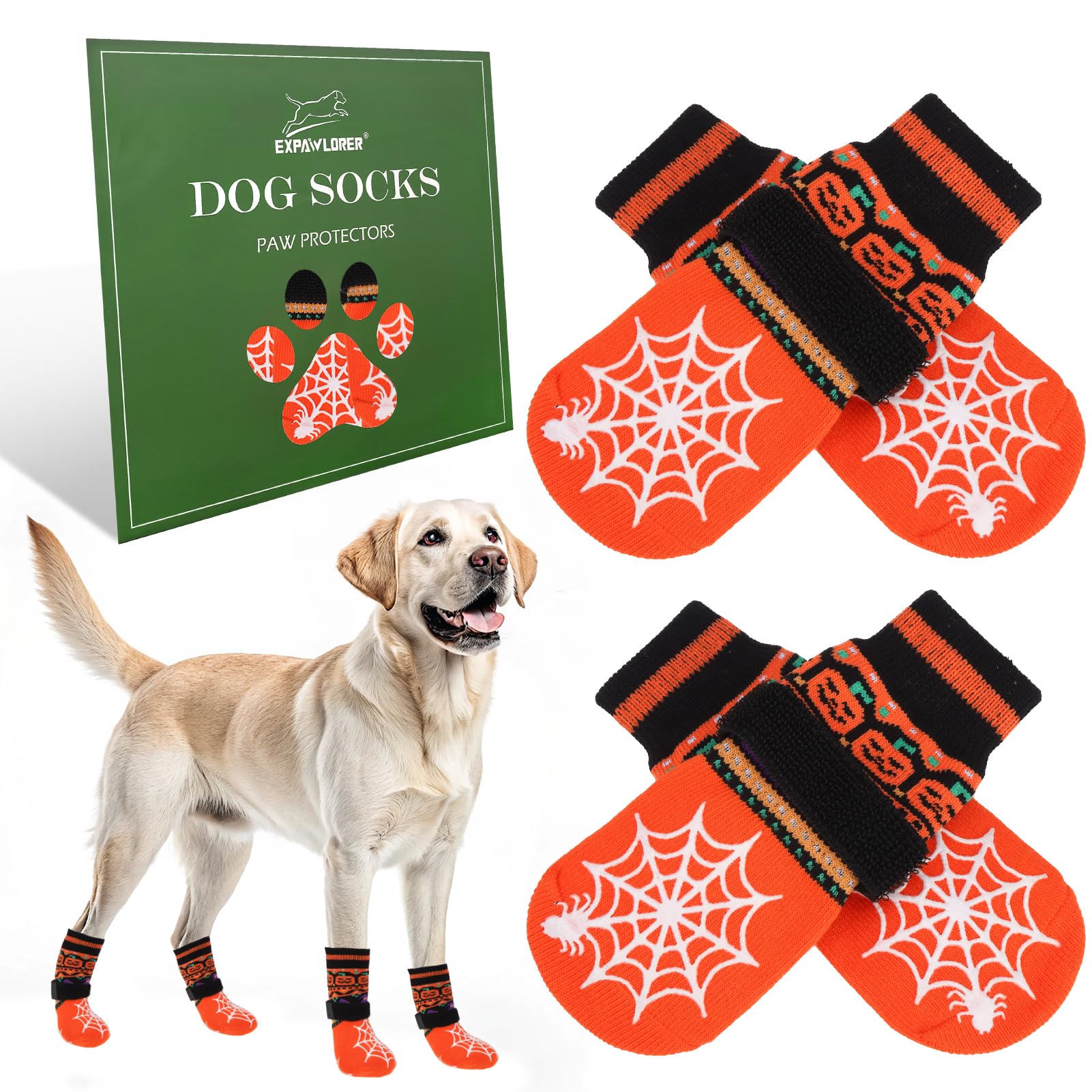 EXPAWLORER calcetines antideslizantes Halloween para perros mejoran adherencia en suelos