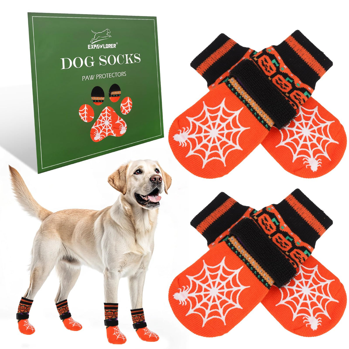EXPAWLORER calcetines antideslizantes Halloween para perros mejoran adherencia en suelos