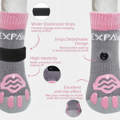 EXPAWLORER calcetines con agarre doble para seguridad en superficies planas.