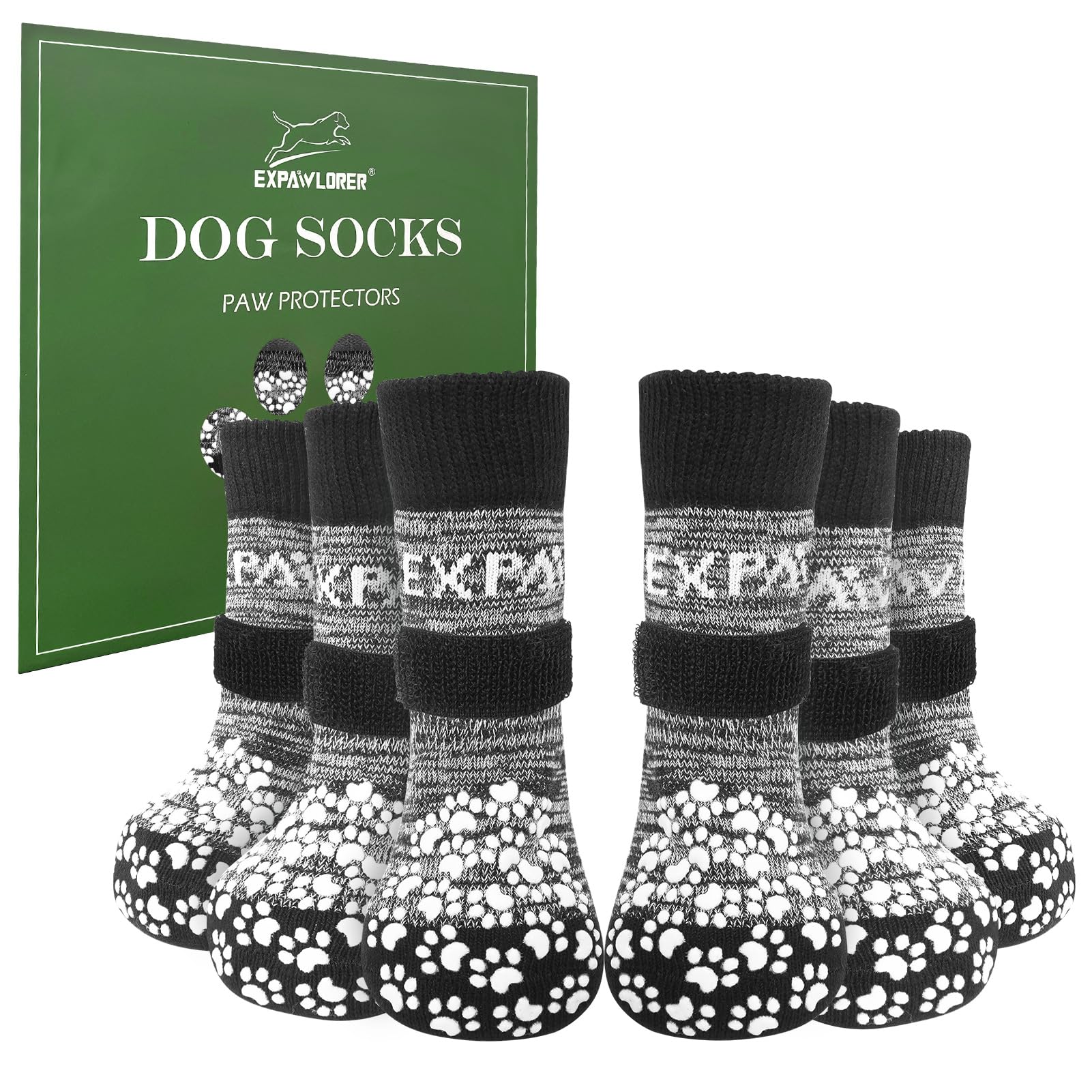 Calcetines antideslizantes EXPAWLORER talla XL con agarre mejorado para suelos lisos.
