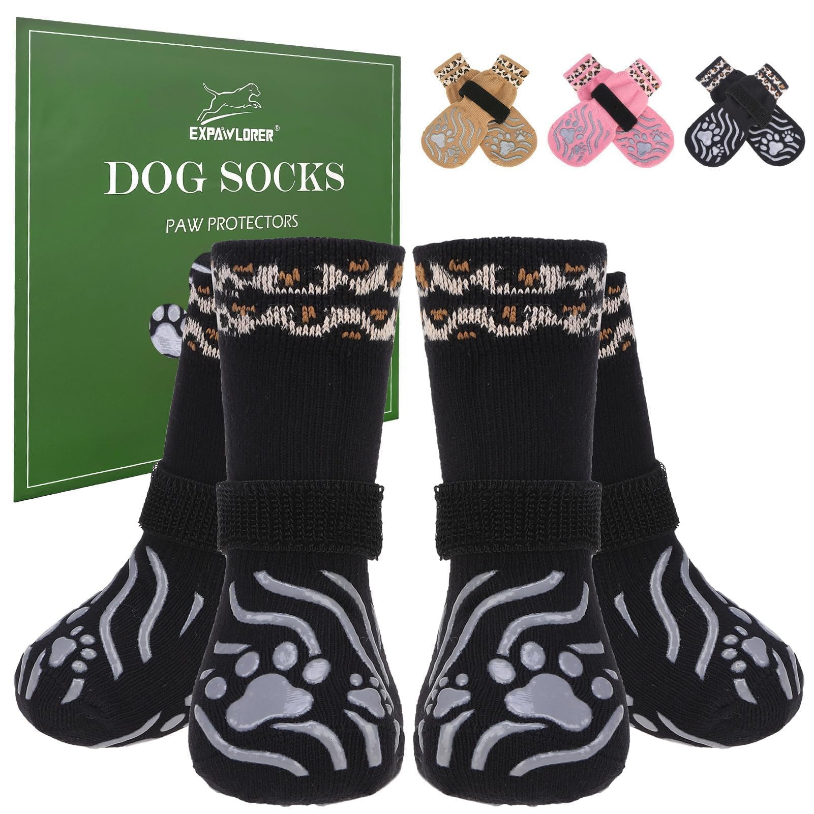 Calcetines EXPAWLORER para perro, anti deslizante, ideales para suelos de madera