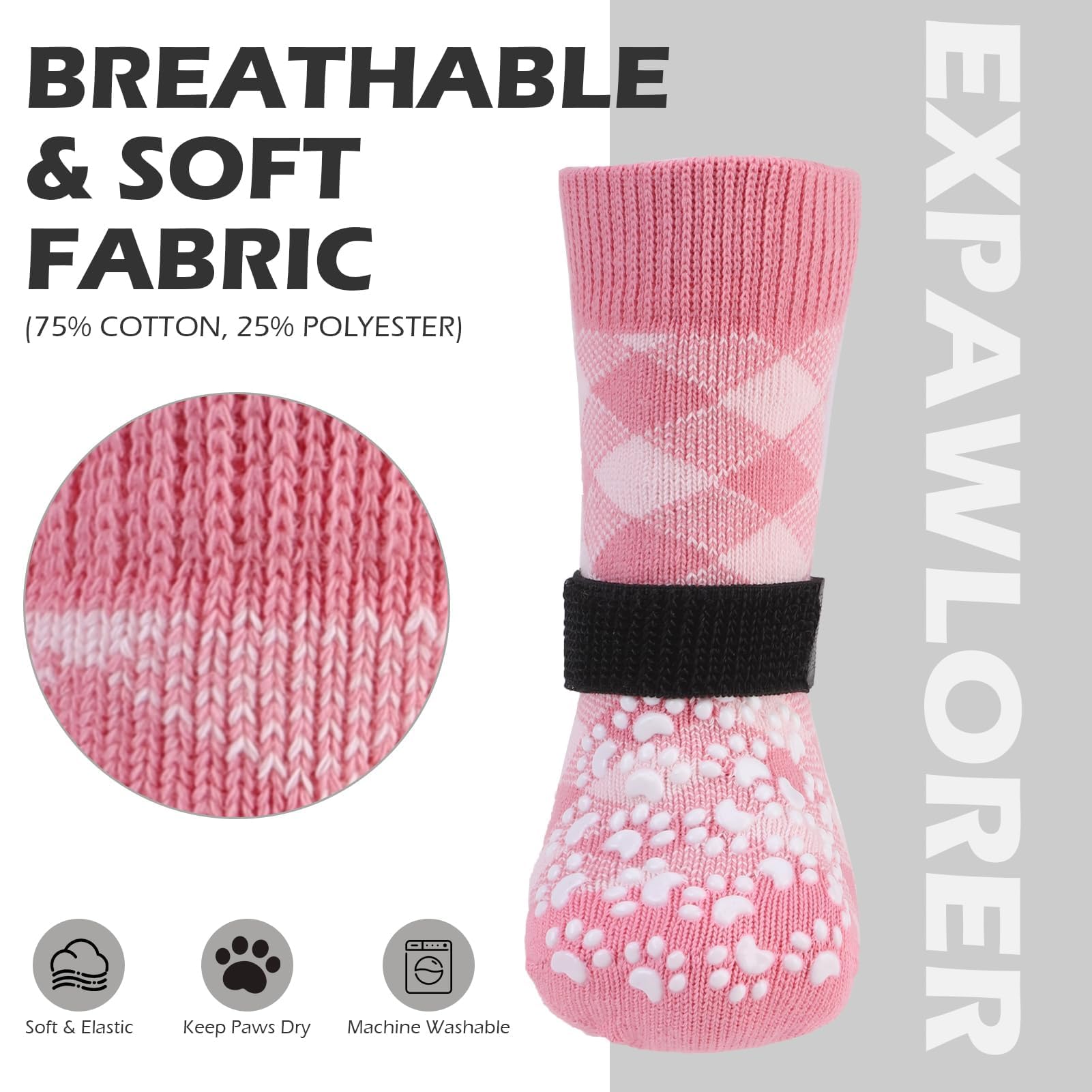EXPAWLORER diseño de doble agarre provee tracción en superficies lisas.