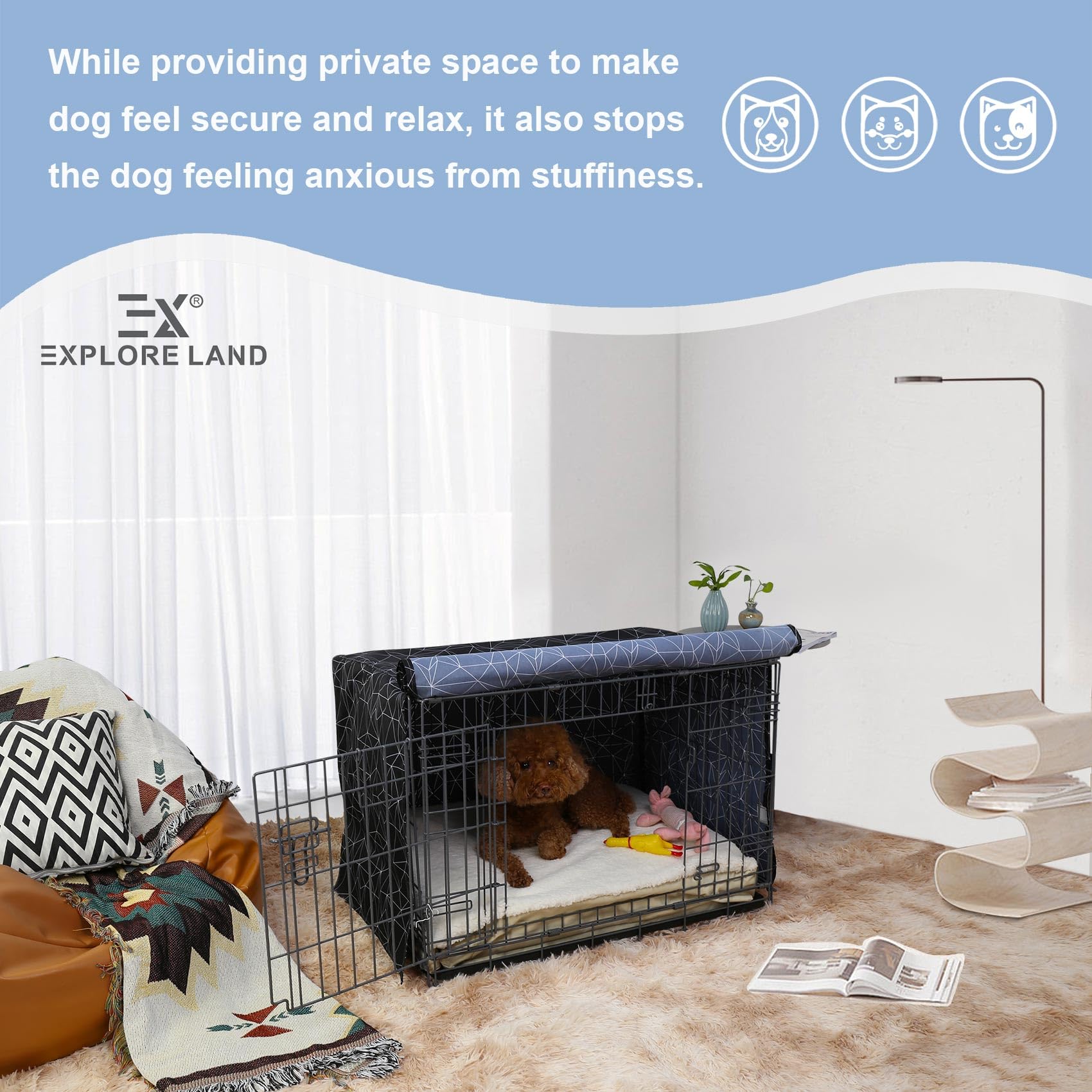 Explore Land cobertor jaula 24 pulgadas con ventilación ajustable para comodidad.
