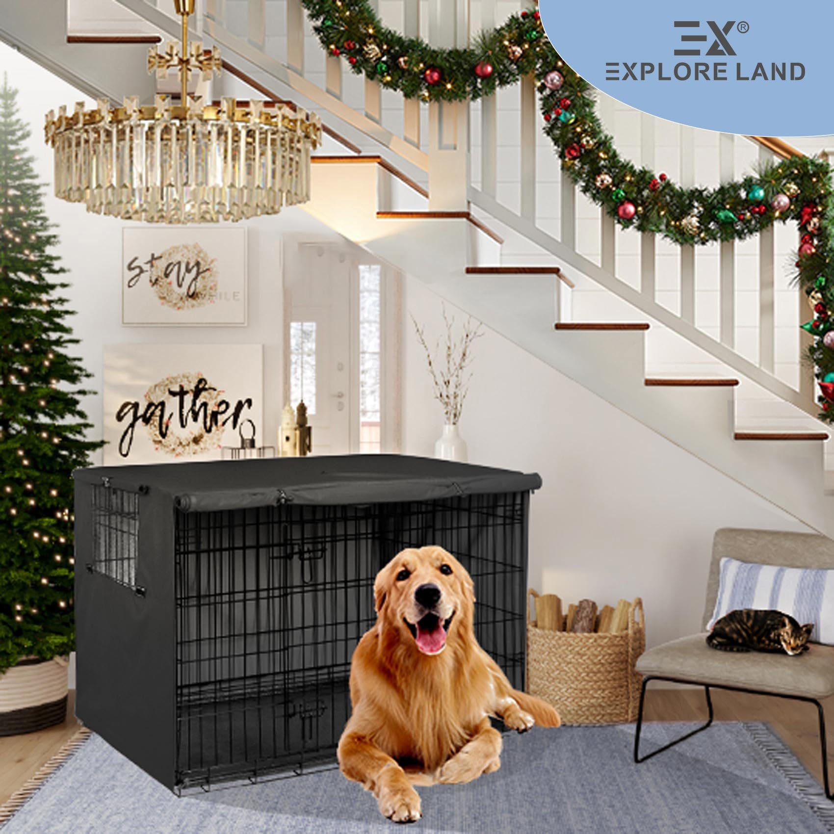 Explore Land funda jaula perro apta para interior y viaje, instalación rápida