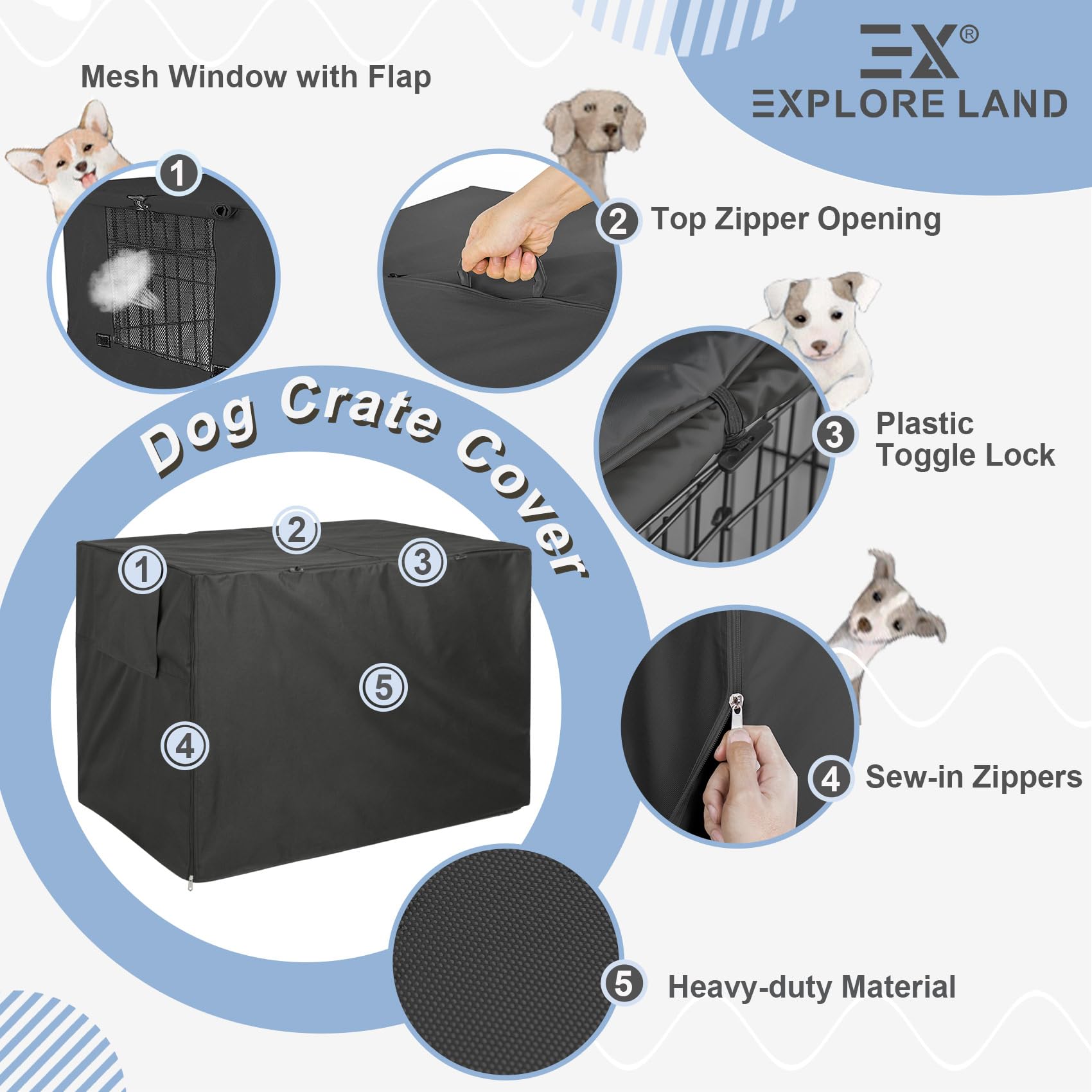 Explore Land funda para jaula, cierre inferior seguro evita desplazamientos