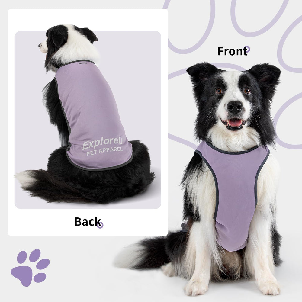 Chaleco ExploreU para perro resistente a suciedad durante juego al aire libre.