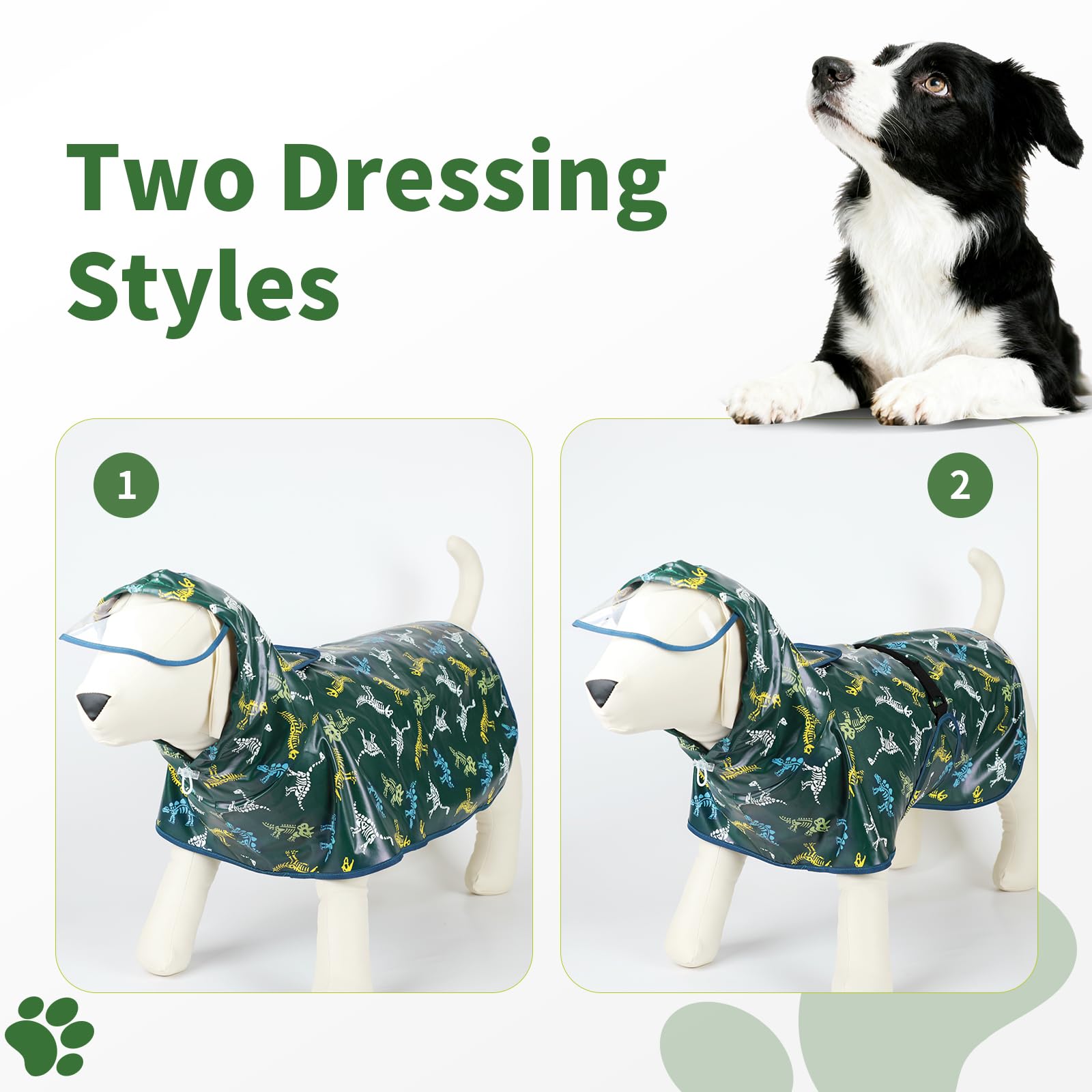 ExploreU impermeable para perros en color verde mejora la visibilidad suave.
