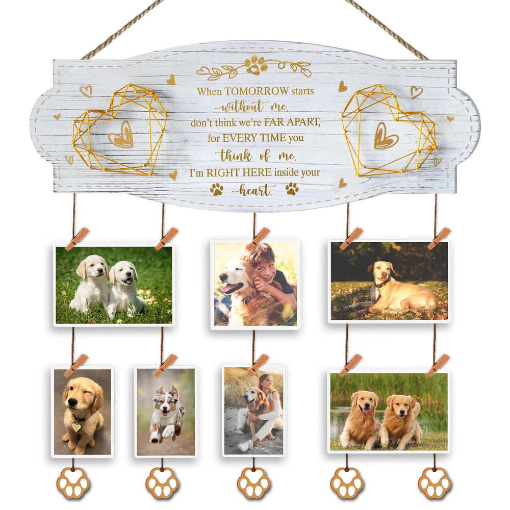 EXQUIDECA cuadro memorial para pared con clips y cuerda, ideal para recordar a tu perro.