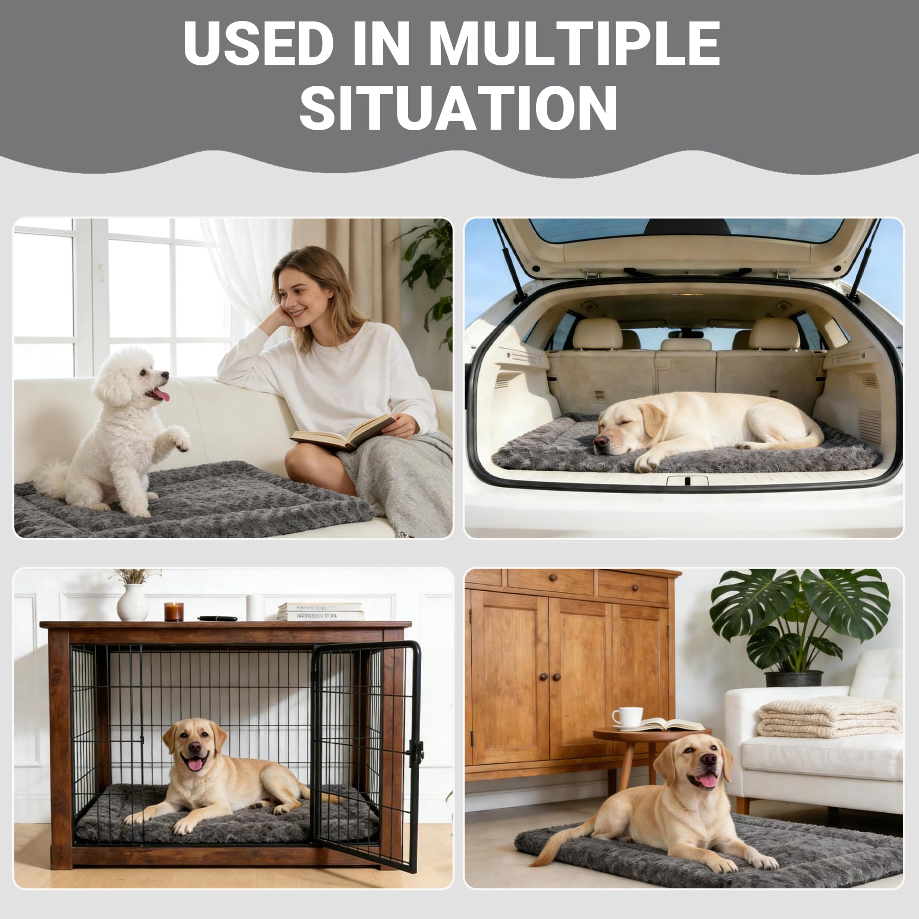 Exsnugy colchoneta perro rectangular lavable: soporte cómodo para jaula o cama elevada.