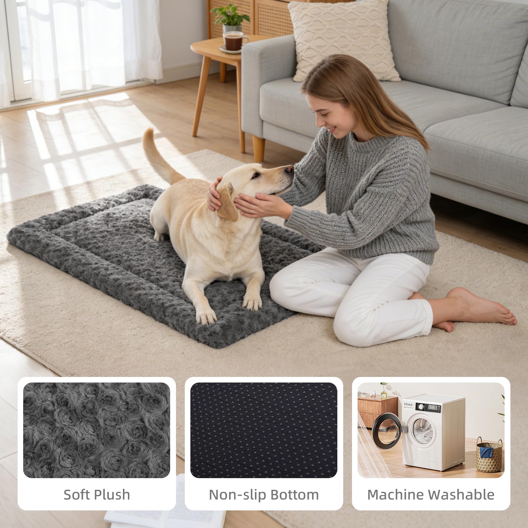 Exsnugy diseño cama perro rectangular: práctico para jaula y camas elevadas.
