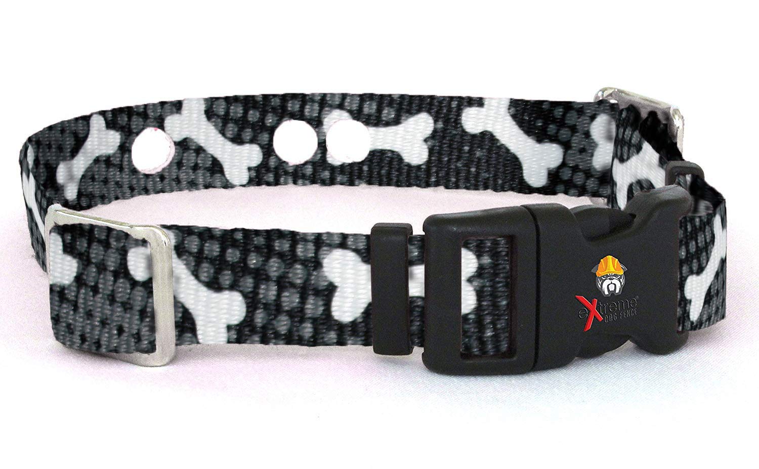 Extreme Dog Fence correa collar negro con diseño huesos, reemplazo cómodo para perros activos