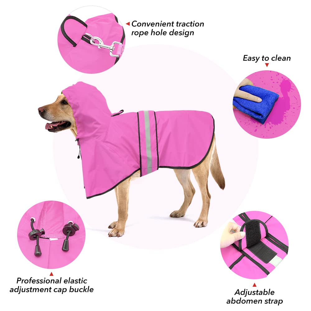 Capucha ajustable del poncho para perro, protege la cabeza durante la lluvia.