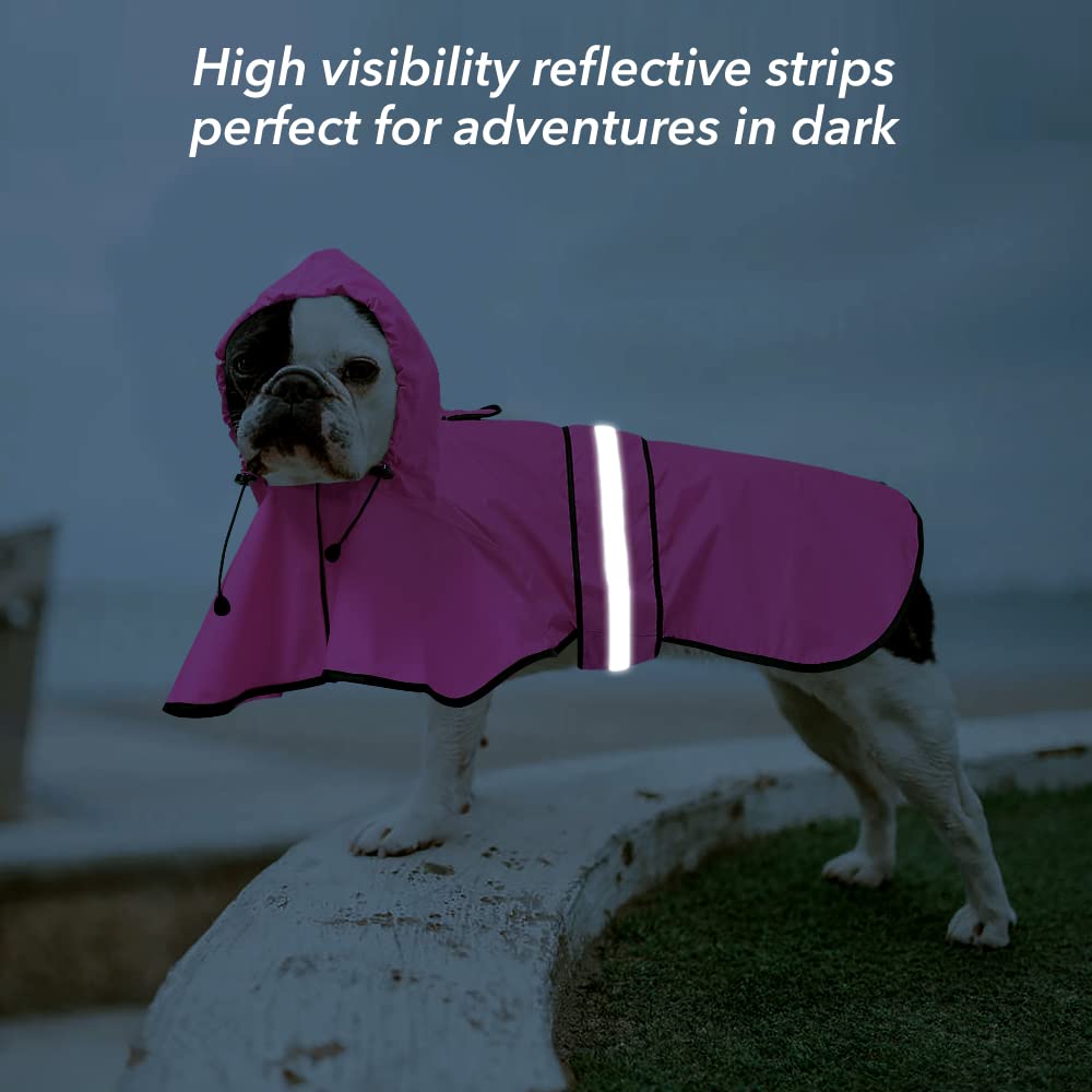 Poncho ligero de lluvia para perro rosa, talla L, perfecto para paseos largos.
