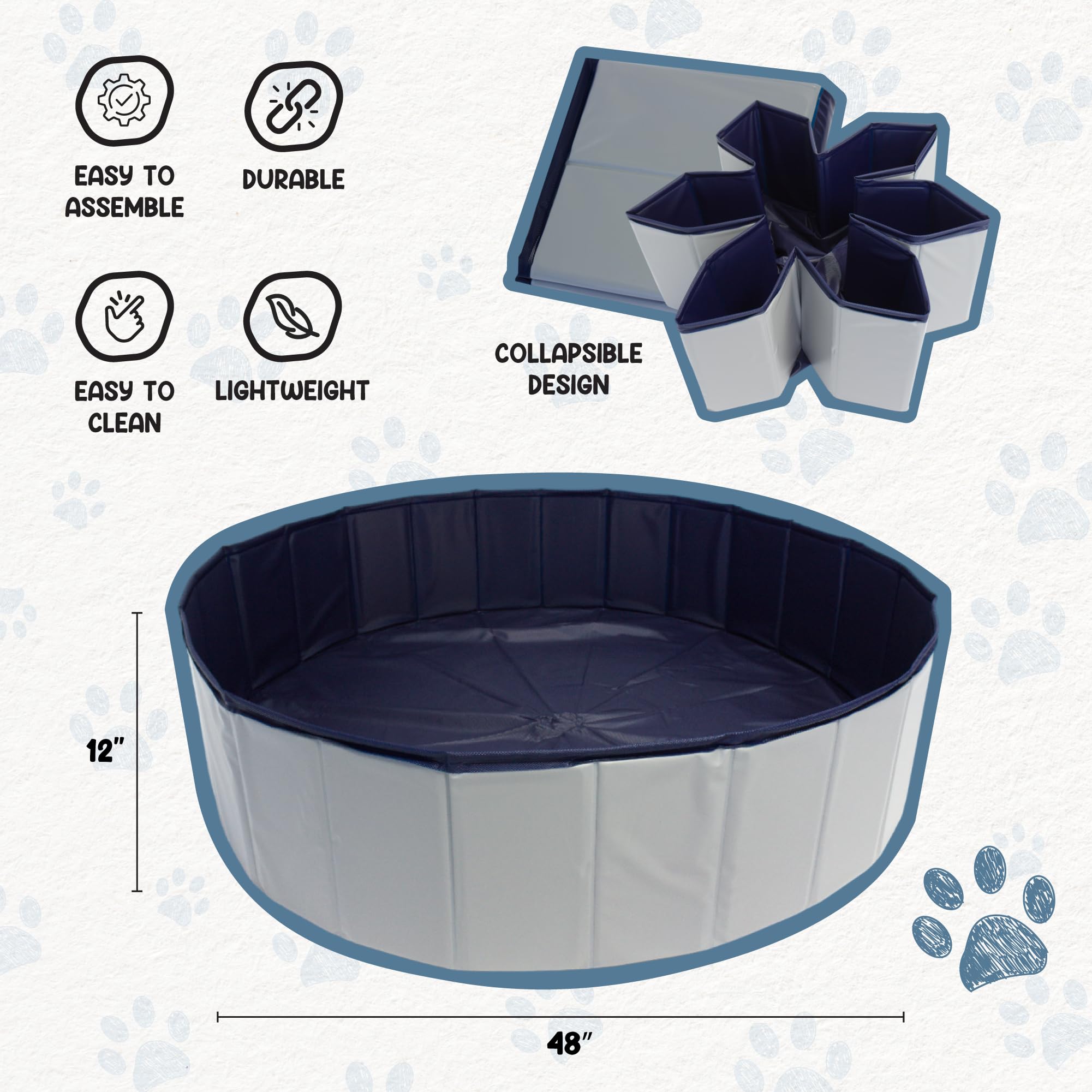 EZwhelp caja plegable 4 pies, opción compacta para almacenamiento.