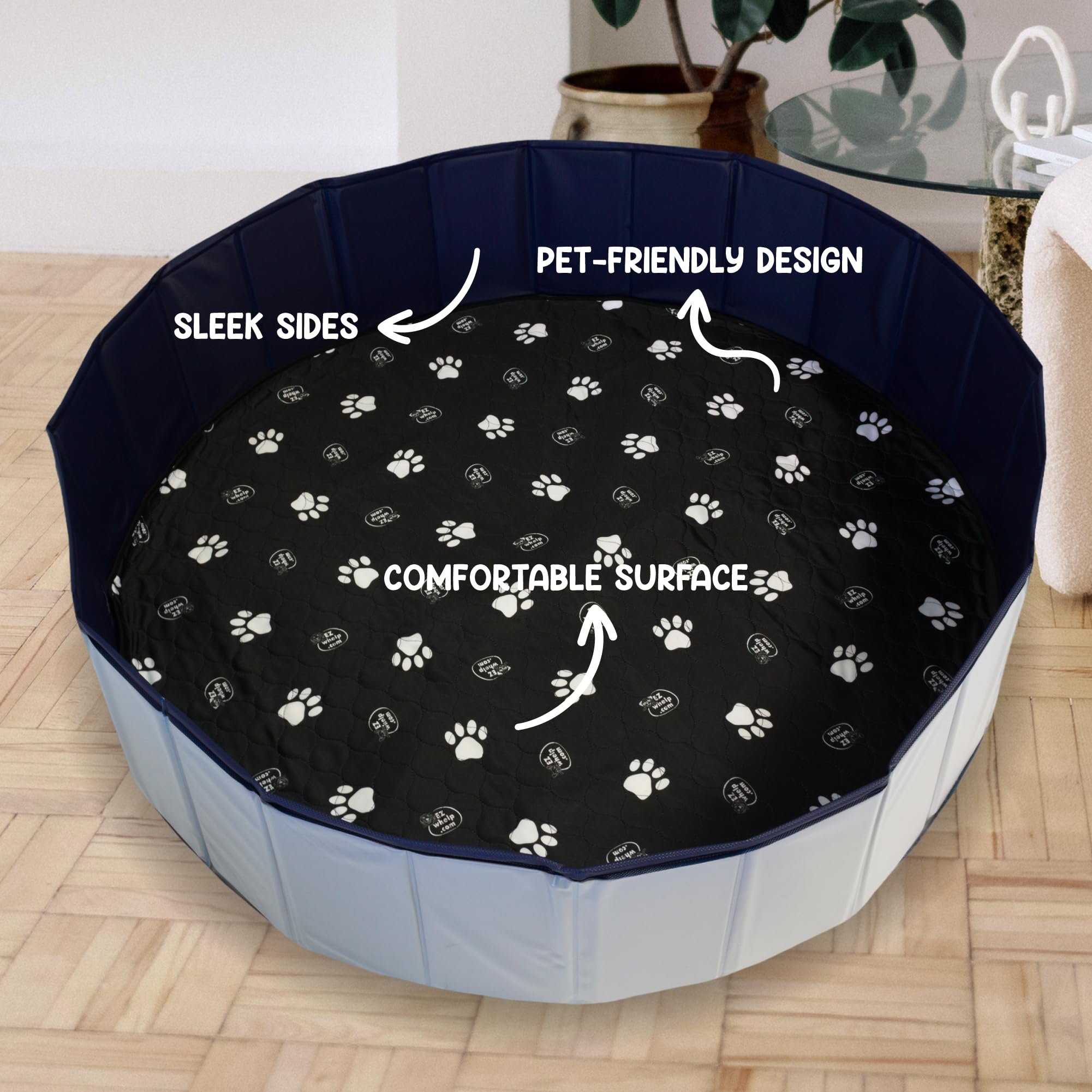 EZwhelp piscina plegable 5 pies, perfecta para perros grandes y cachorros.