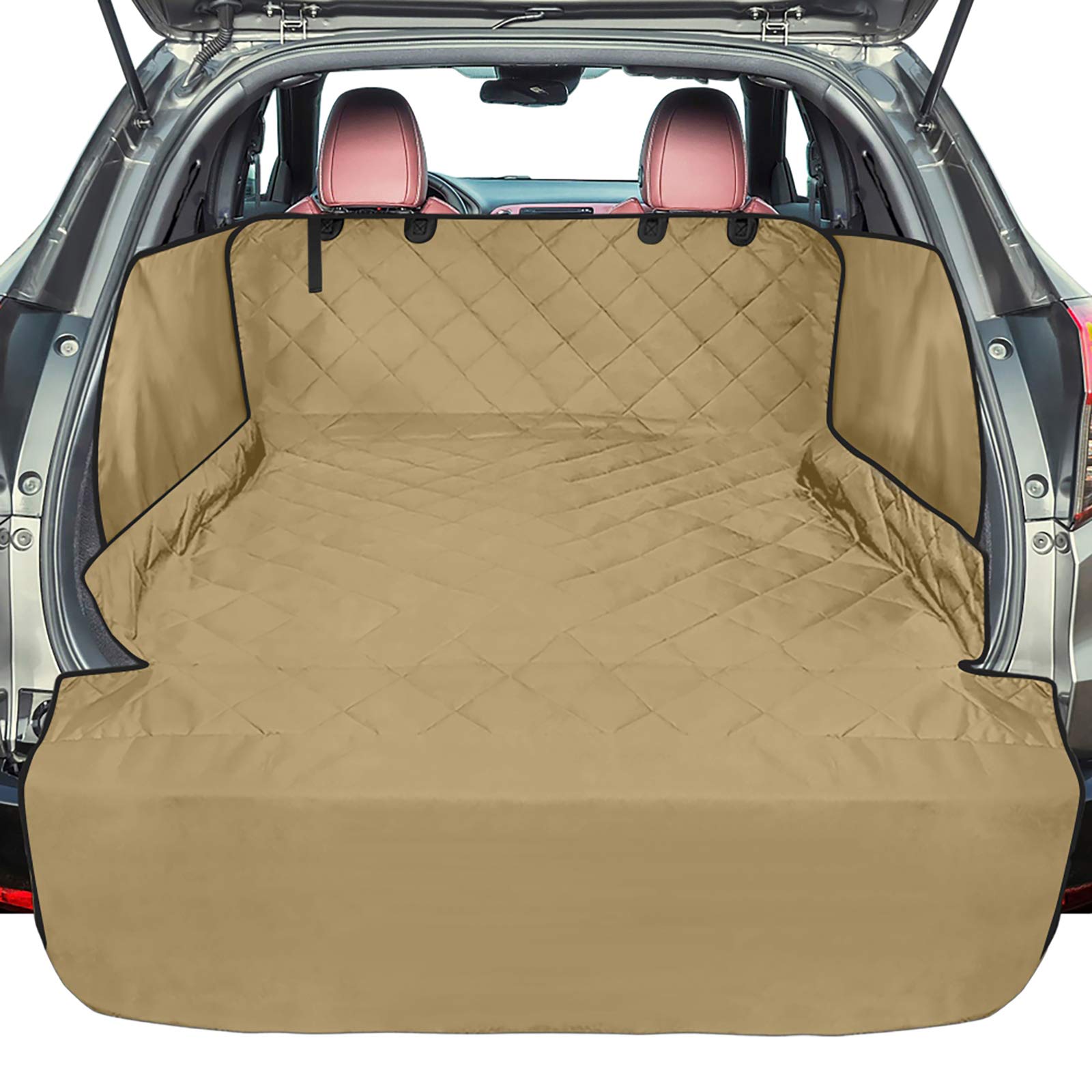F-color SUV Cargo Liner impermeable protege el interior durante viajes con perros.