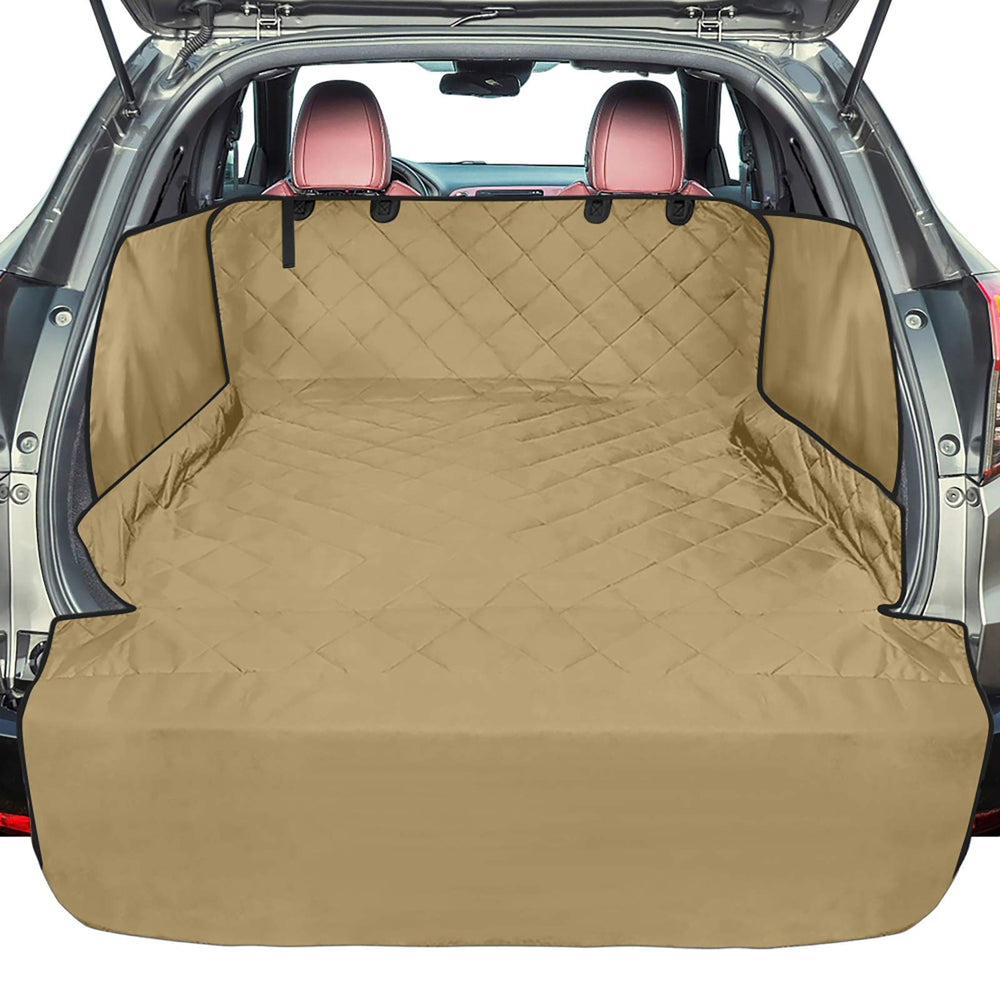 F-color SUV Cargo Liner impermeable protege el interior durante viajes con perros.