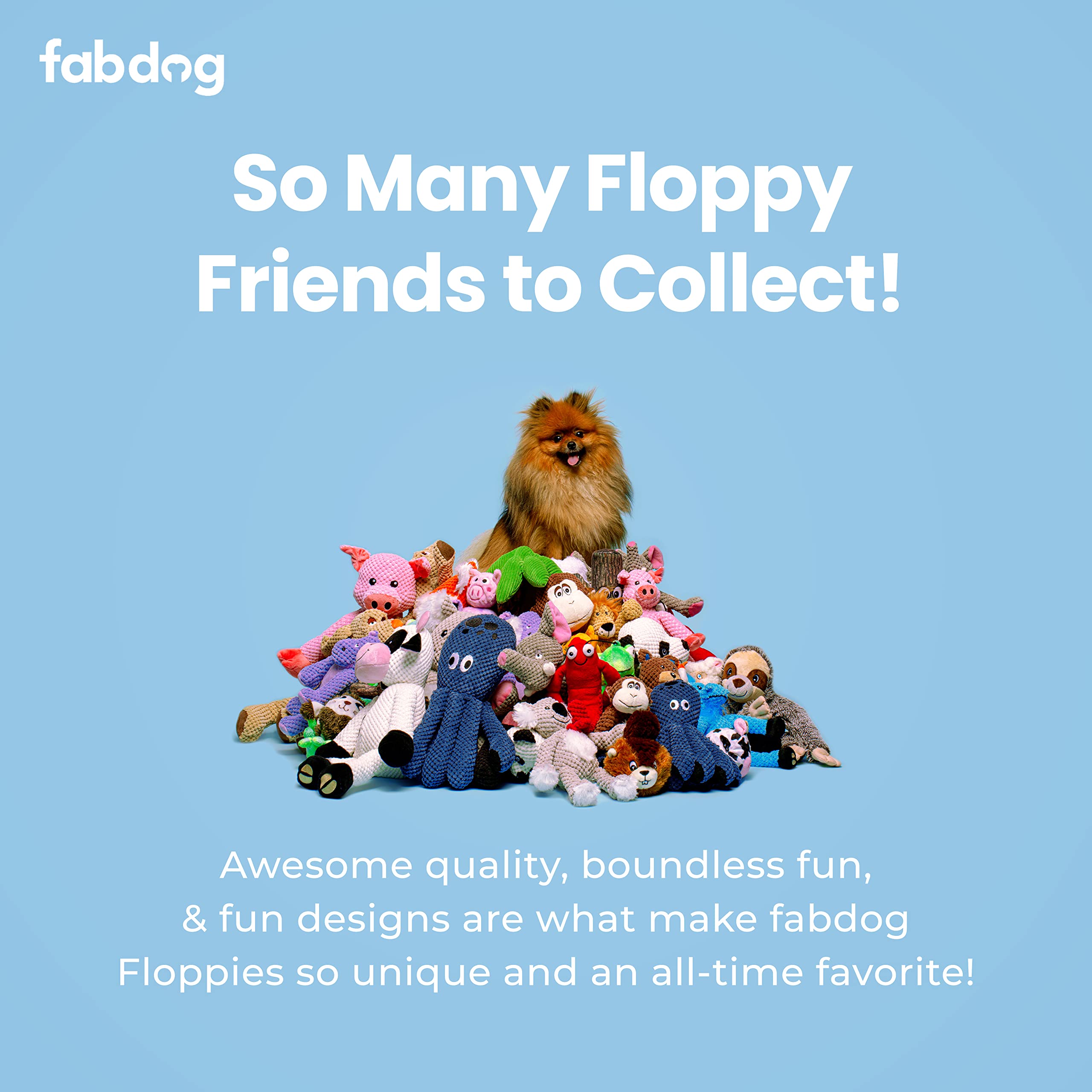 fabdog Floppies Pulpo Grande, superficie fácil de limpiar para uso diario.