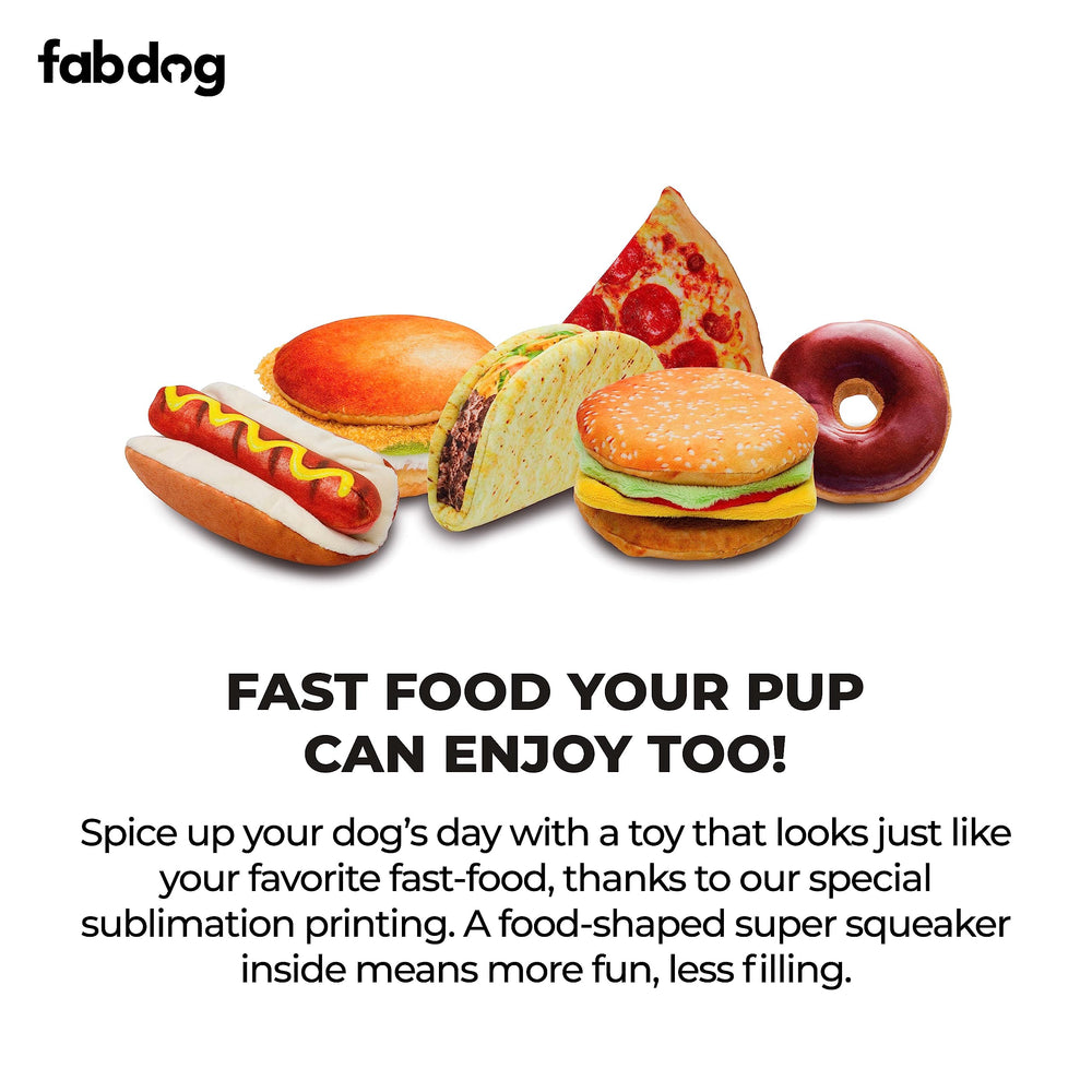 fabdog pizza juguete temático para perro, estimula la ejercitación diaria