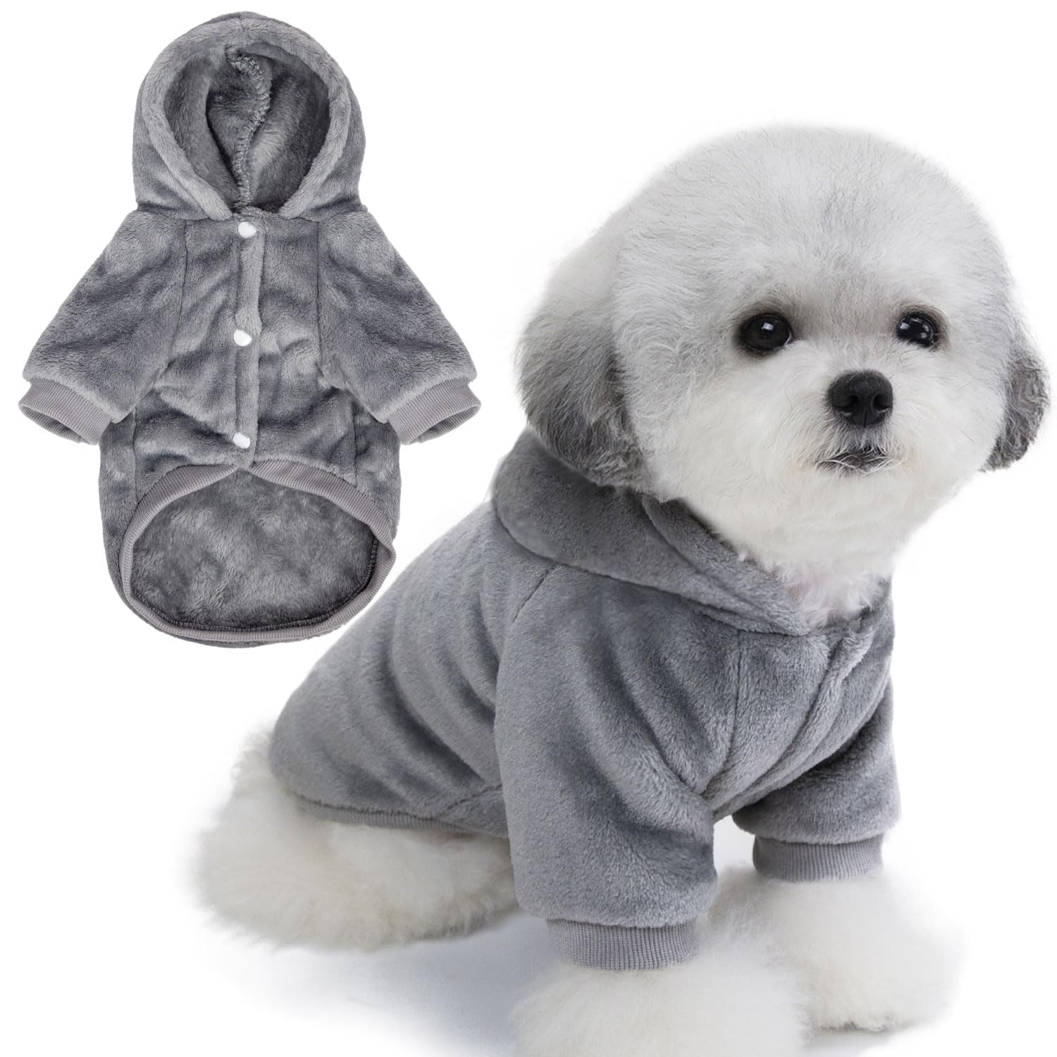 FABRICASTLE sudadera capucha para perros pequeños, vista frontal cálida para paseos