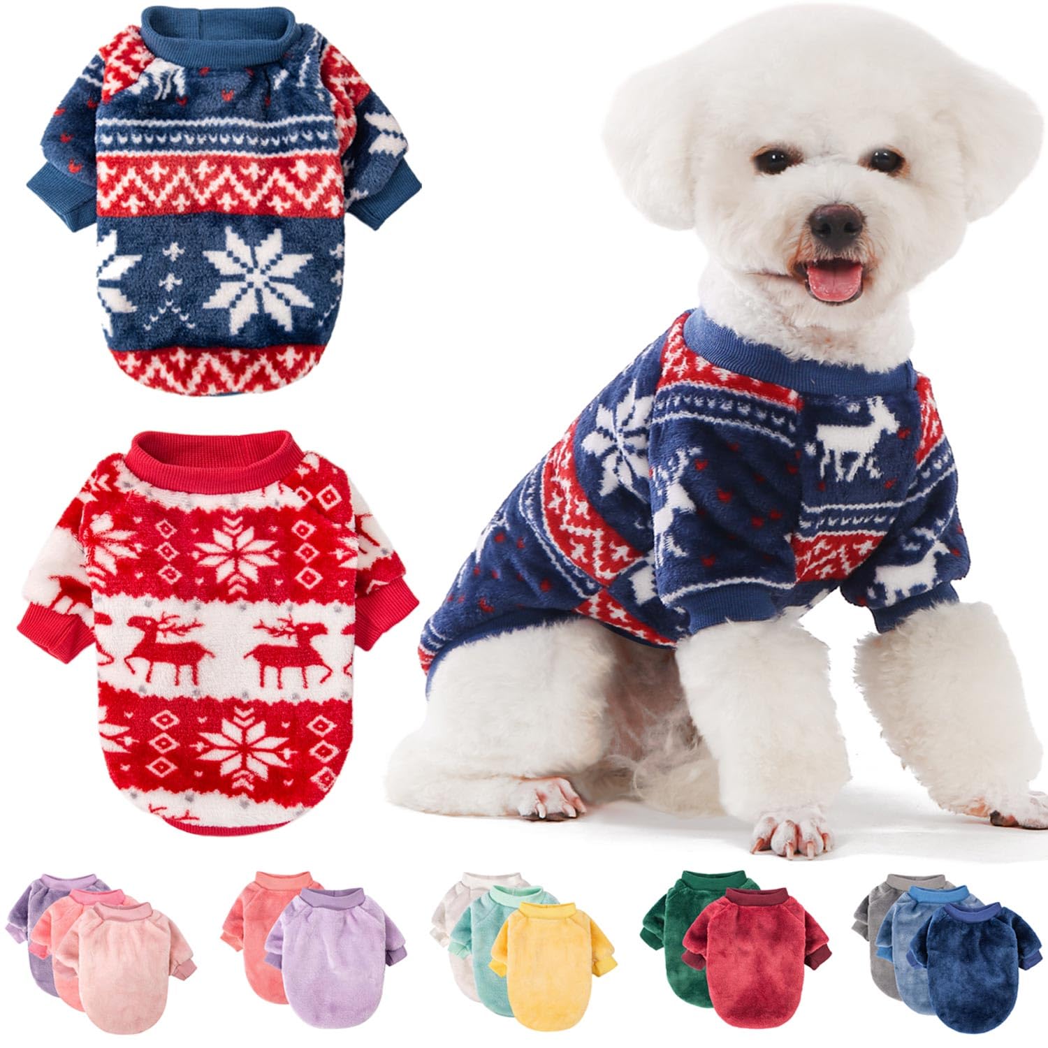 FABRICASTLE sudadera navidad para perros XXS en rojo, abrigo ligero para paseos festivos