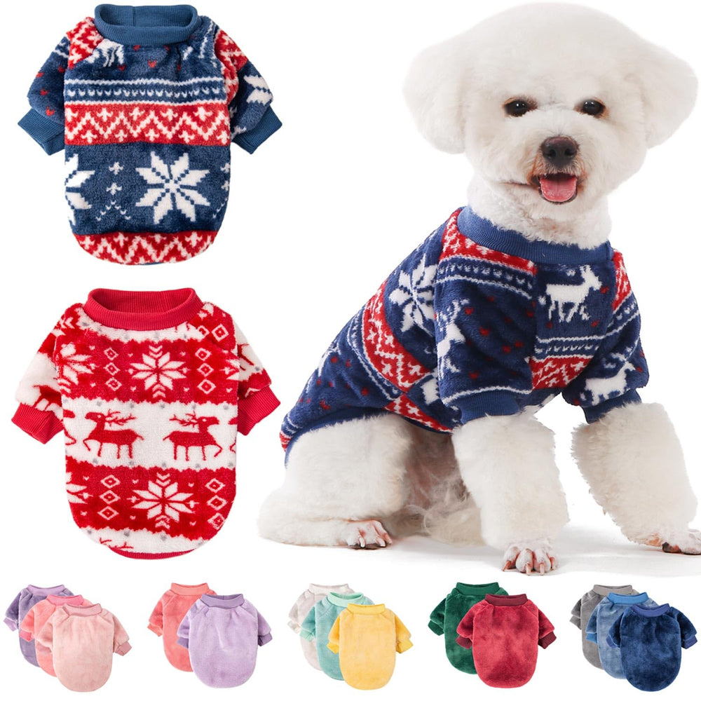 FABRICASTLE sudadera navidad para perros XXS en rojo, abrigo ligero para paseos festivos