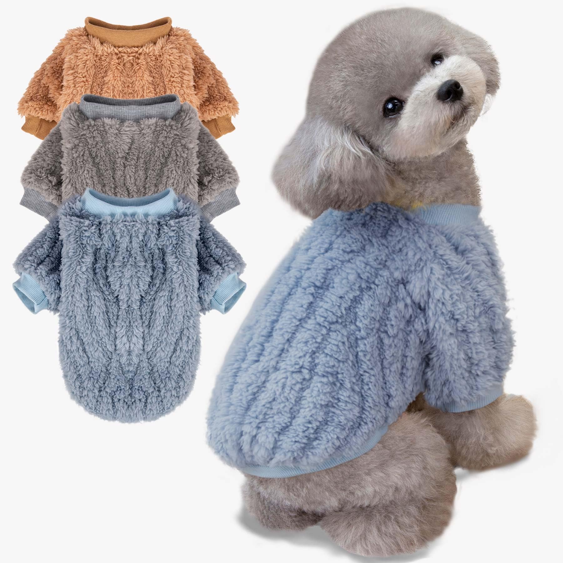 Sudadera FABRICASTLE para perro azul, suave y cálida para paseos.