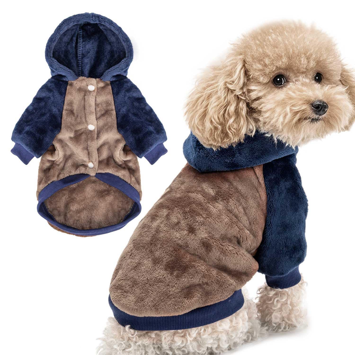 FabriCastle sudadera para perro pequeño con cierre snap en frente para vestir fácilmente