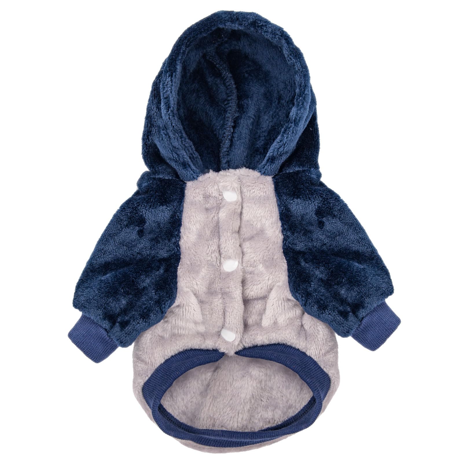 FabriCastle capucha en suéter, detalle práctico para mantener al perro abrigado.