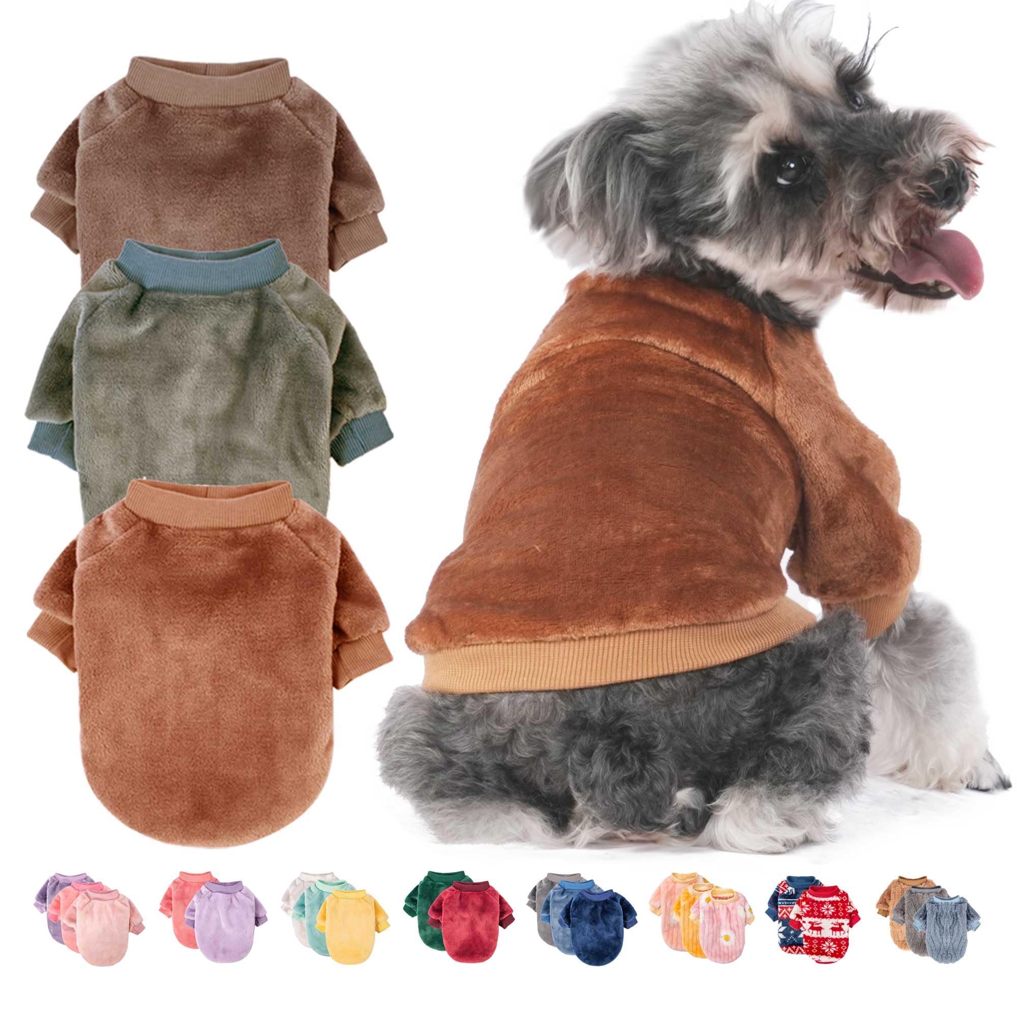 FABRICASTLE sudaderas para perro pequeño camel, cómodo y cálido para salidas invernales