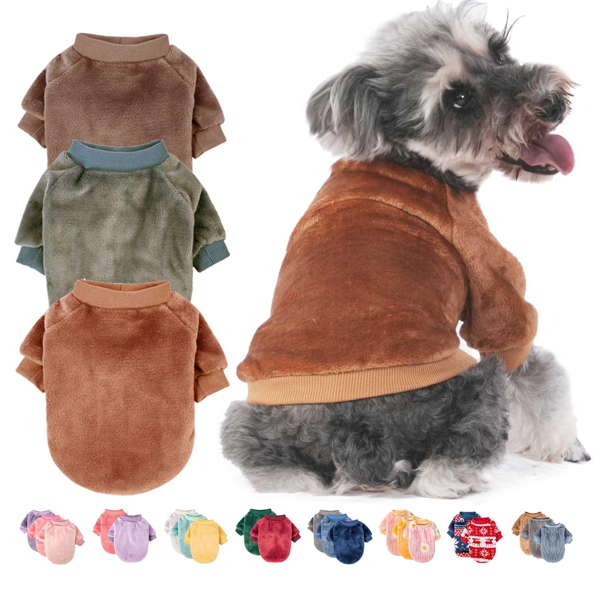 FABRICASTLE sudaderas para perro pequeño camel, cómodo y cálido para salidas invernales